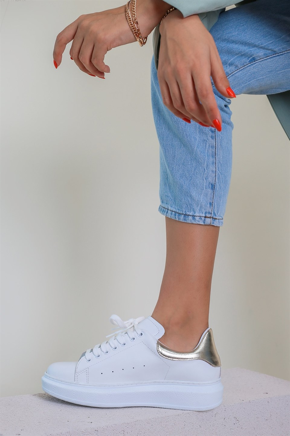 Ella Model Orjinal Deri Sneakers Spor Ayakkabi Bey.altin
