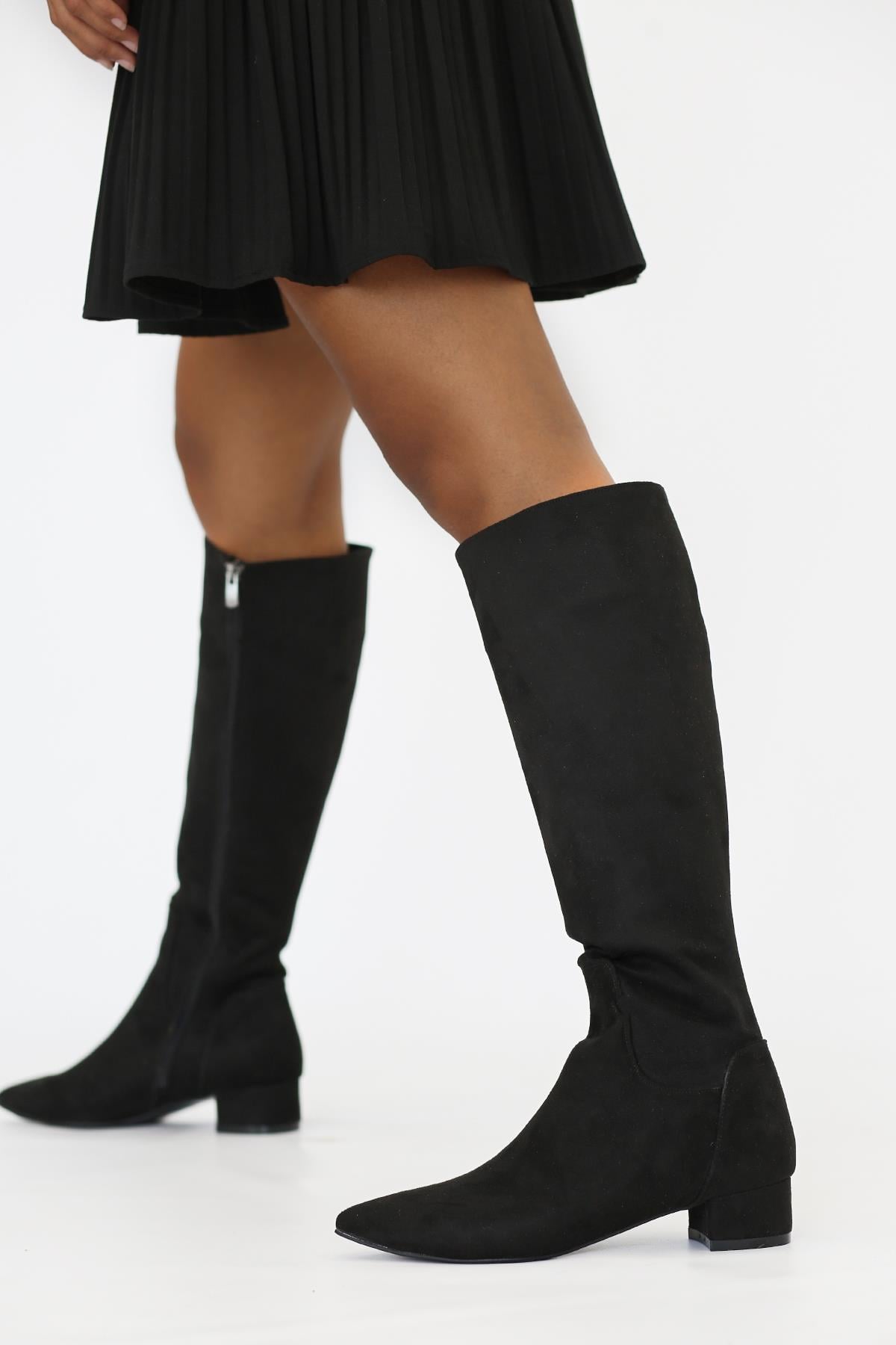 Emily 3 Cm Yeni̇ Sezon Zara Model Çi̇zme Siy.suet