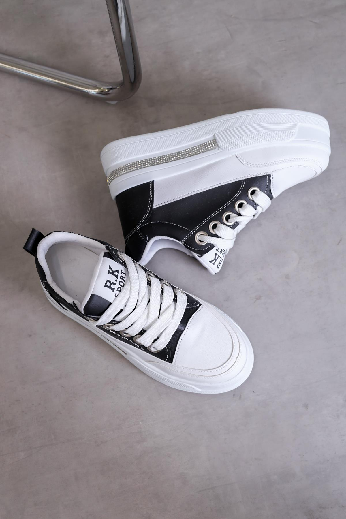 f018 model dolgu taban 5 cm topuklu yeni sezon spor ayakkabı BEY.SIY