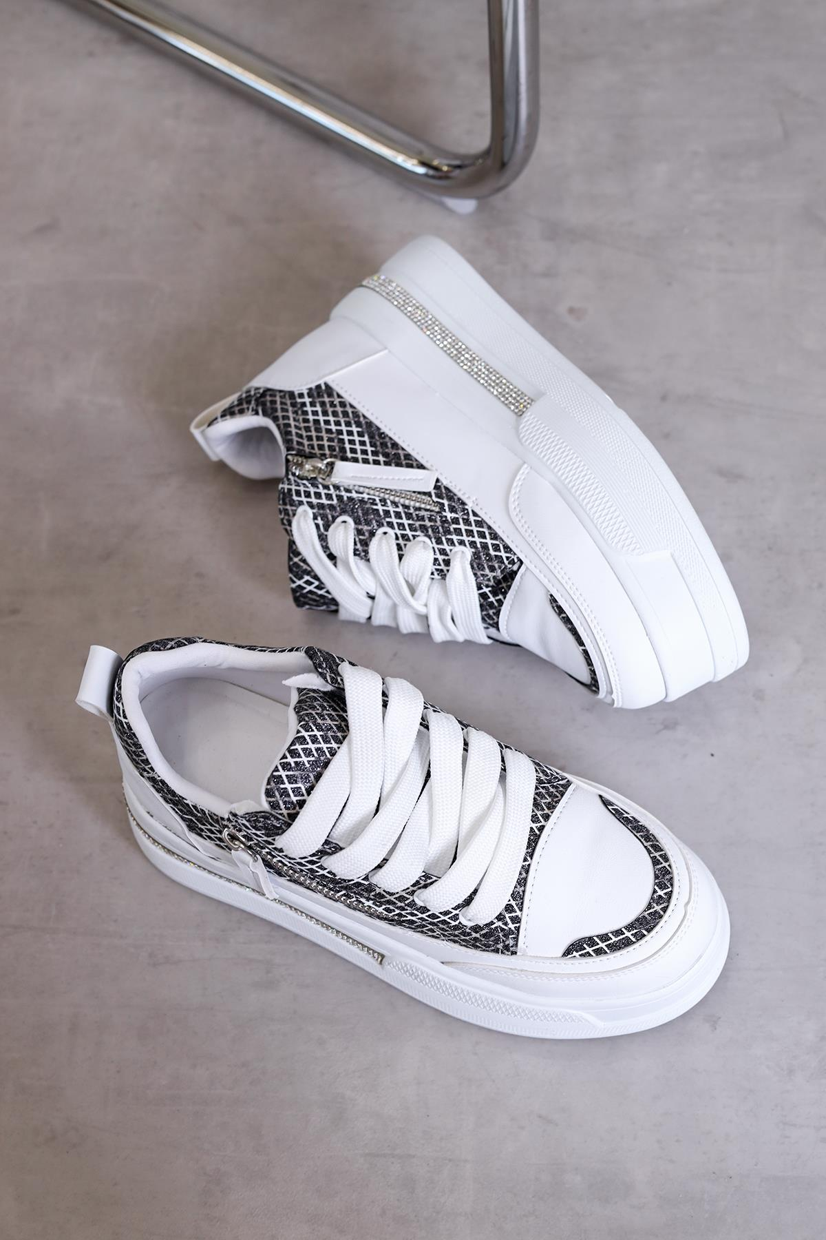 f019 model dolgu taban 5 cm topuklu yeni sezon spor ayakkabı SIY.YILAN