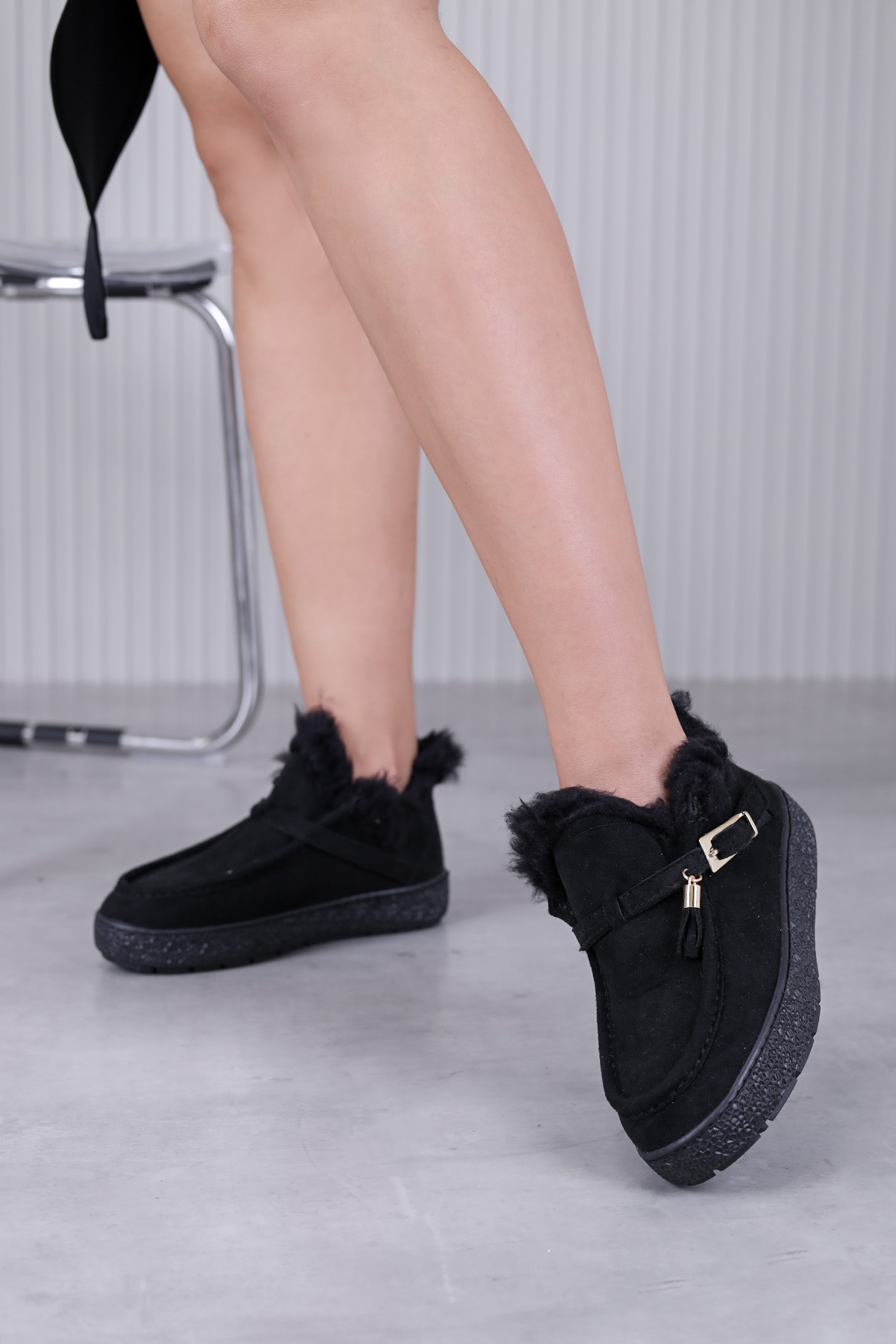 fl1131 model 3 cm tabnalı kısa bot SIY.SUET