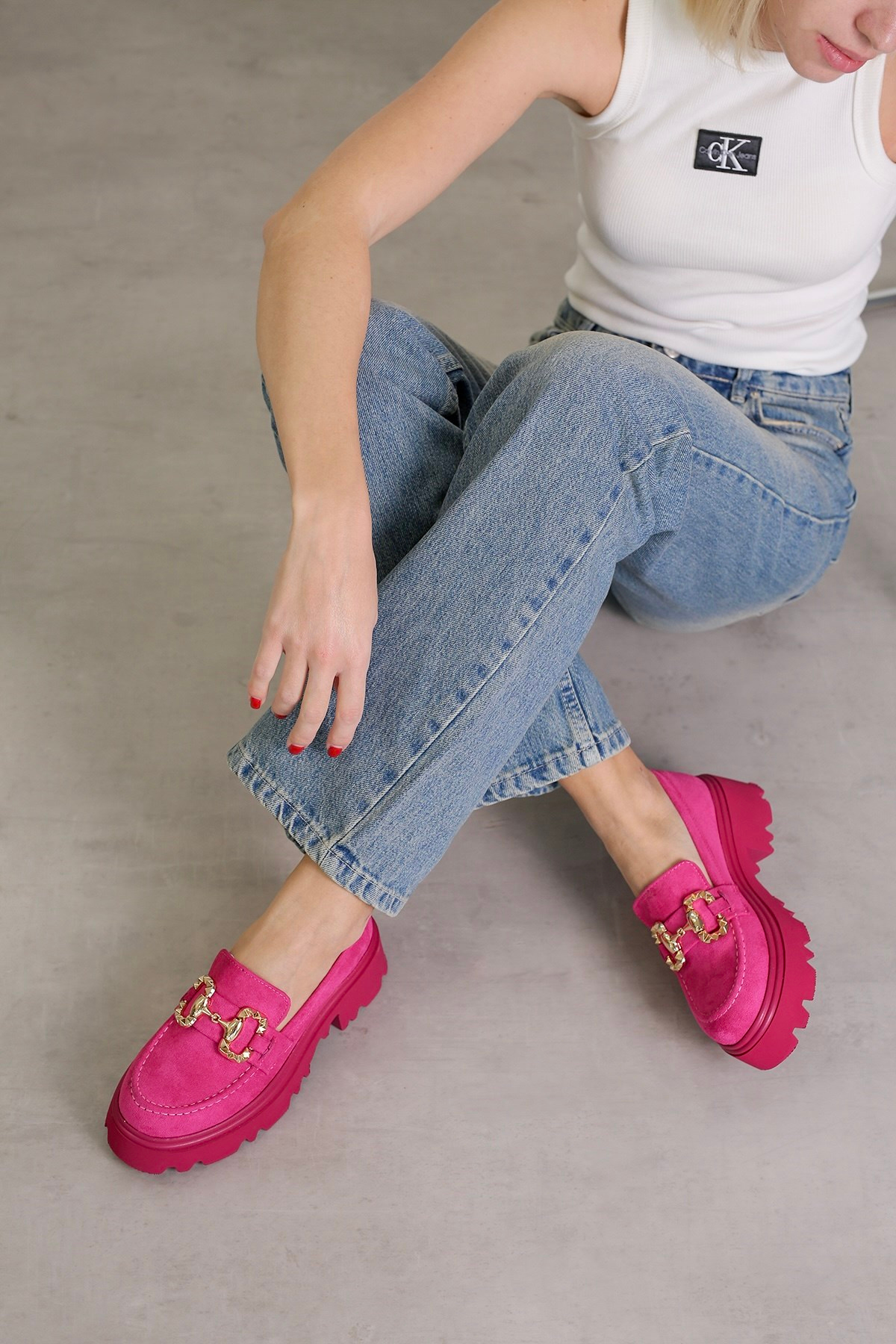 FL832 MODEL TOKA DETAYLI 5 CM TABANLI BABET LOAFER FSYA.SUET