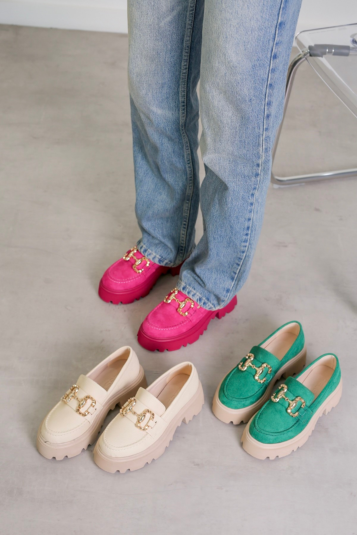 FL832 MODEL TOKA DETAYLI 5 CM TABANLI BABET LOAFER FSYA.SUET