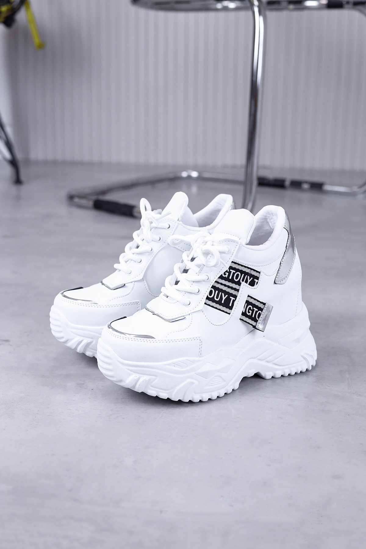 fm8009 model dolgu topuk 9 cm yeni sezon spor ayakkabı BEYAZ