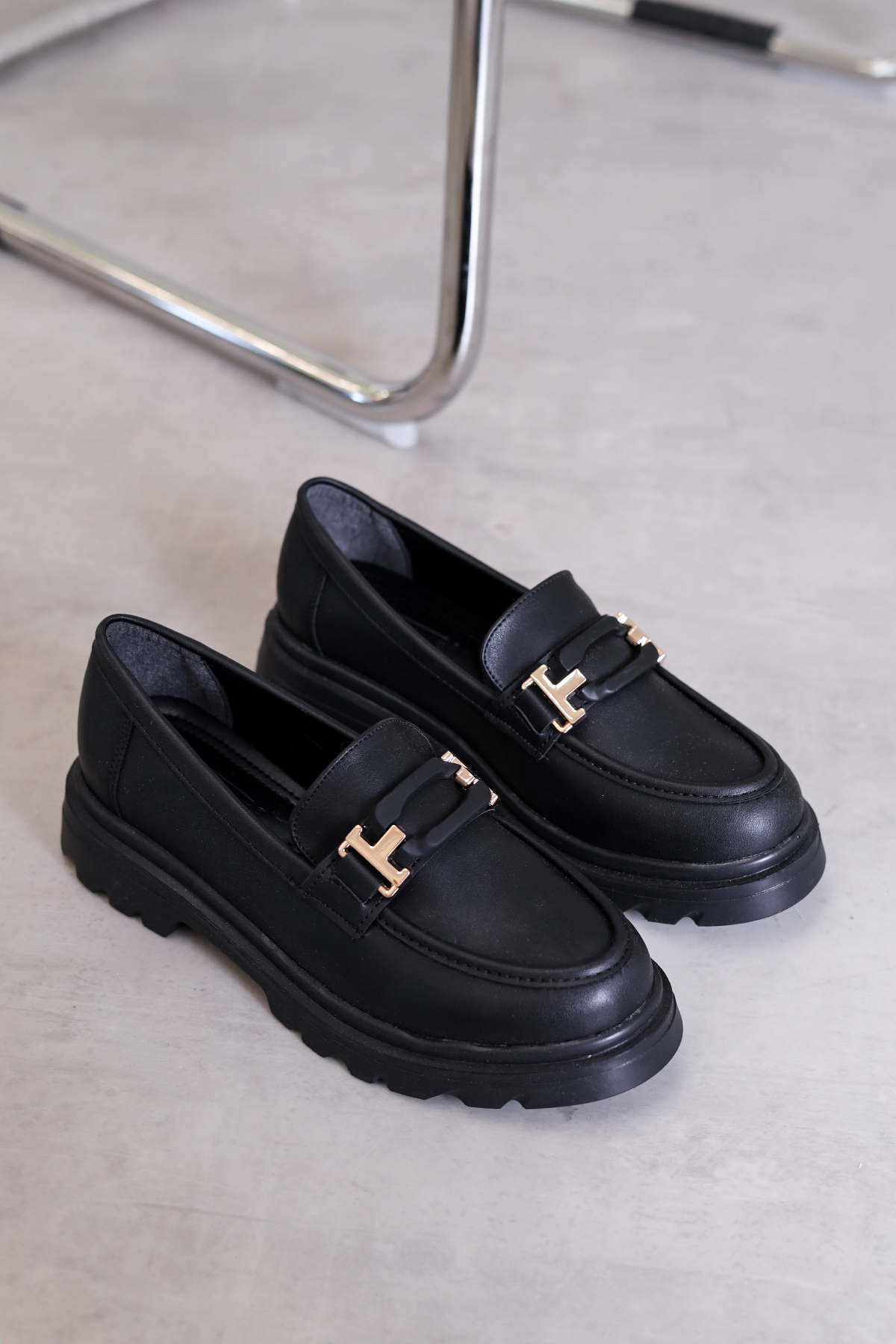 fn69 model 3 cm tabanlı toka detaylı loafer babet ayakkabı SIYAH