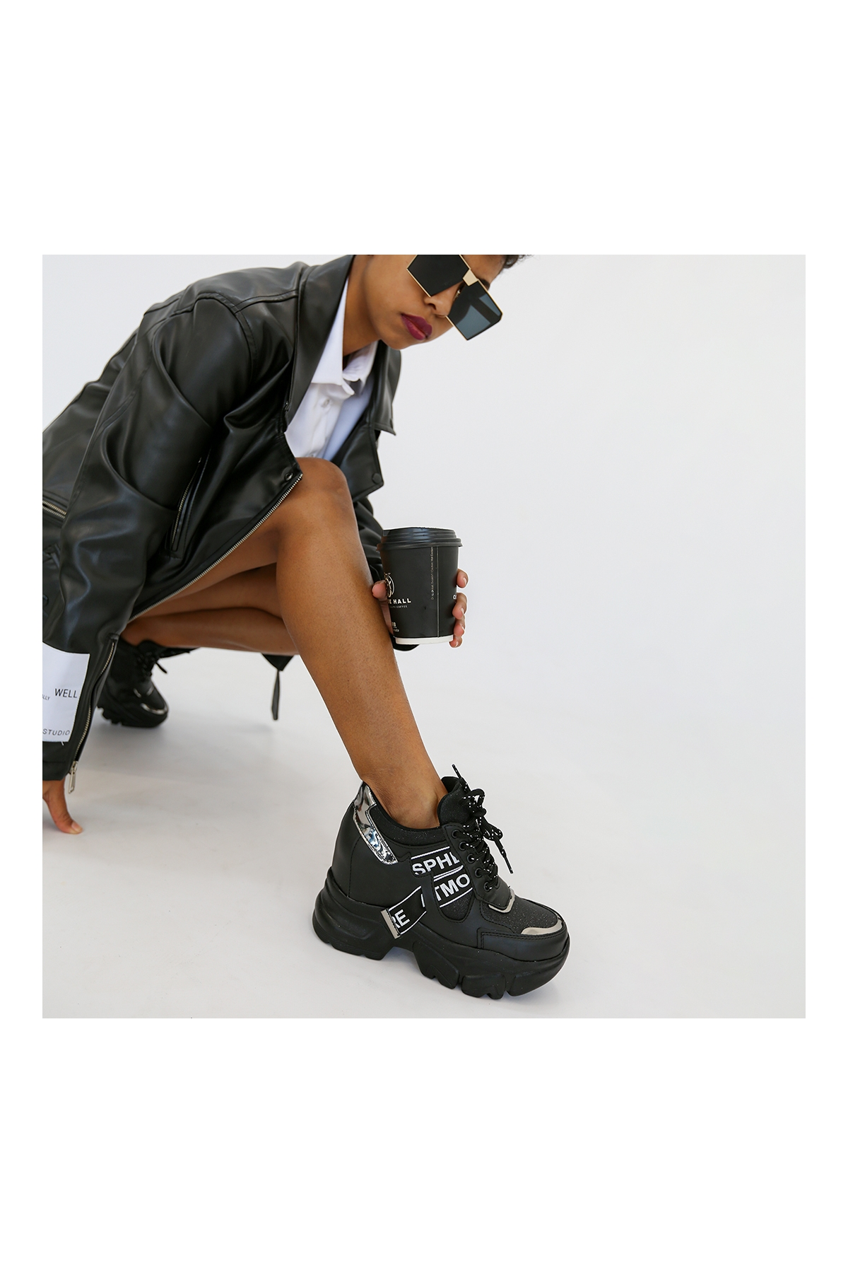 GALİSA MODEL 5 TABANLI GİZLİ TOPUK YENİ SEZON SNEAKERS SPOR AYAKKABI SIYAH
