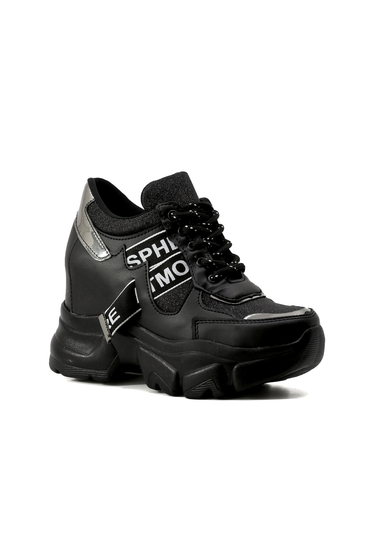 GALİSA MODEL 5 TABANLI GİZLİ TOPUK YENİ SEZON SNEAKERS SPOR AYAKKABI SIYAH