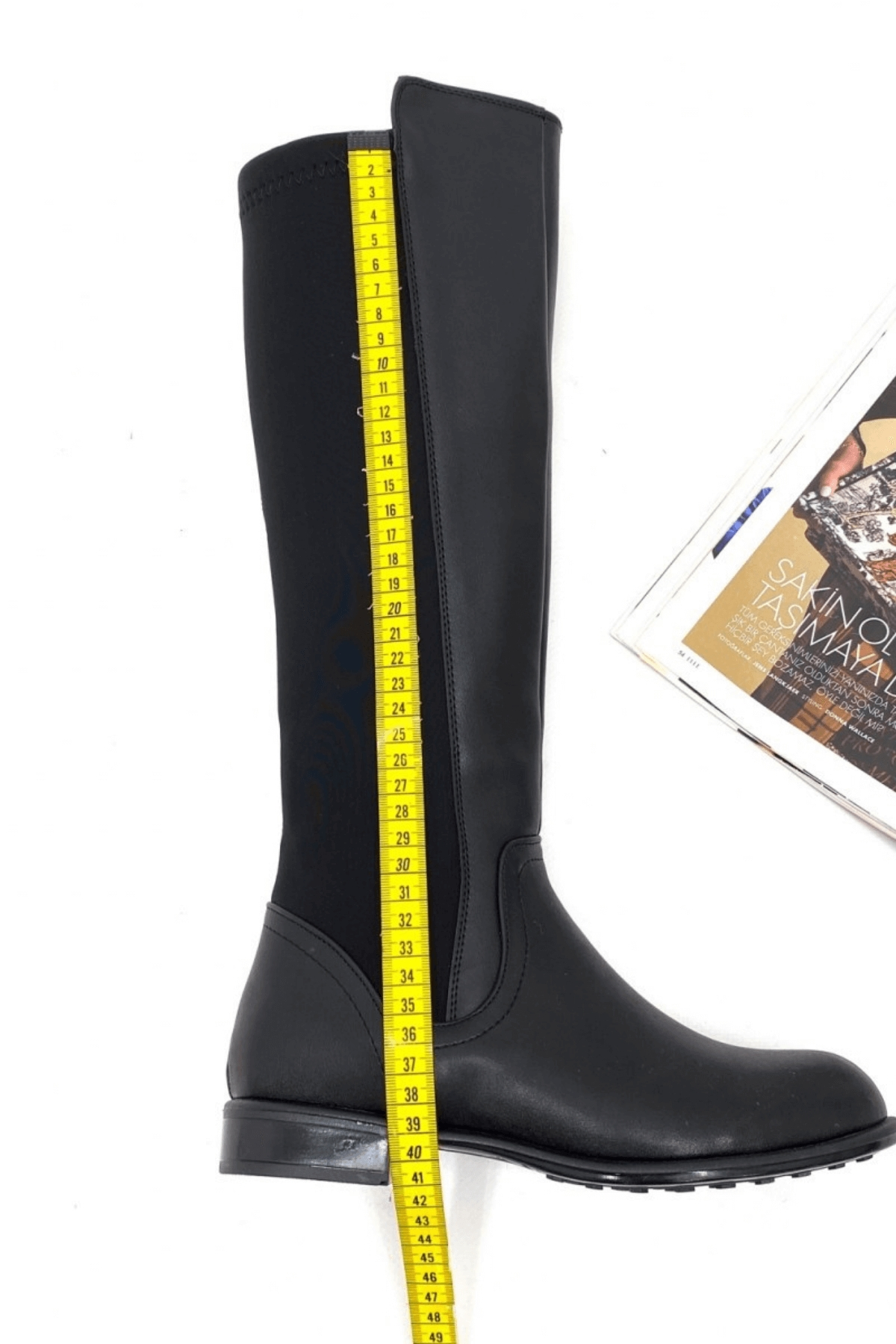 GİZMO Ince  Taban Fermuar Detayli Sihirli Çizme Siyah