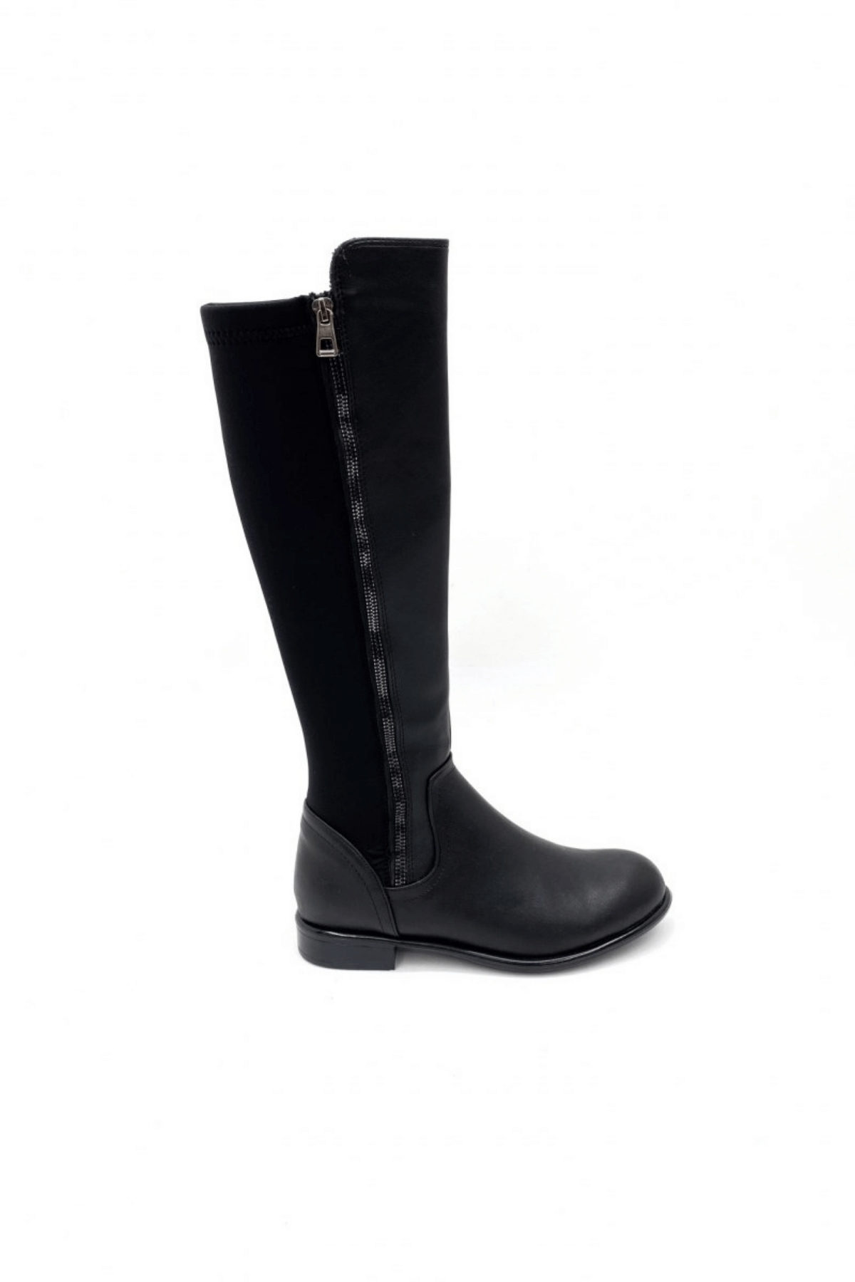 GİZMO Ince  Taban Fermuar Detayli Sihirli Çizme Siyah