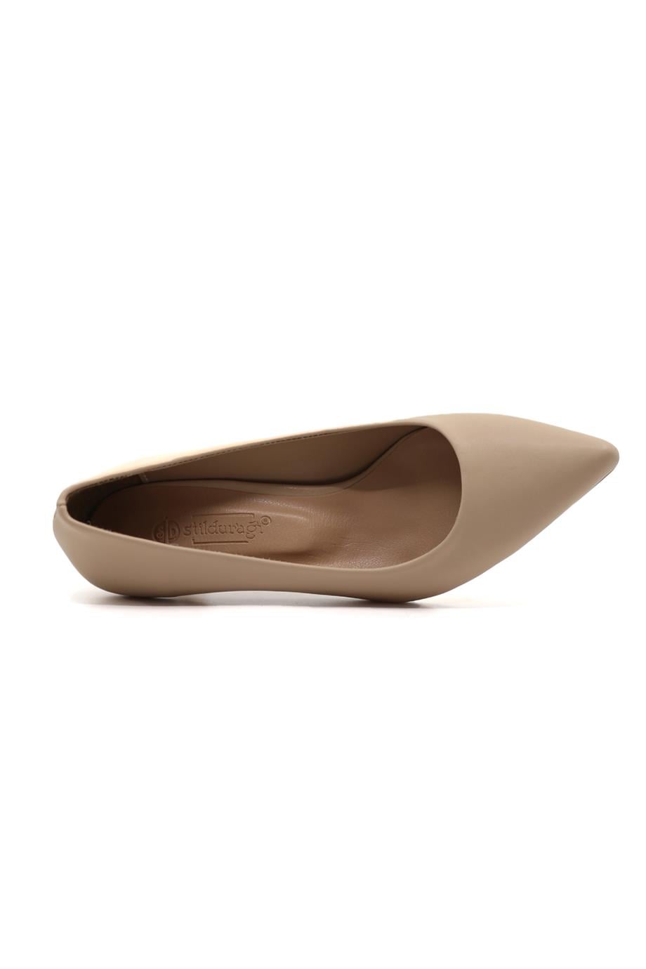 Helena 3 Cm Zara Model Topuklu Ayakkabi Sti̇letto Nut