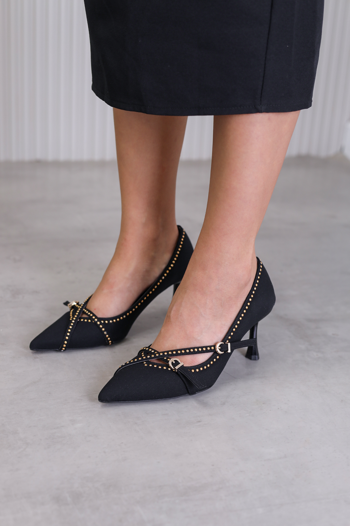 hui  8 cm topuklu yeni sezon stiletto ayakkabı SIY.NBK