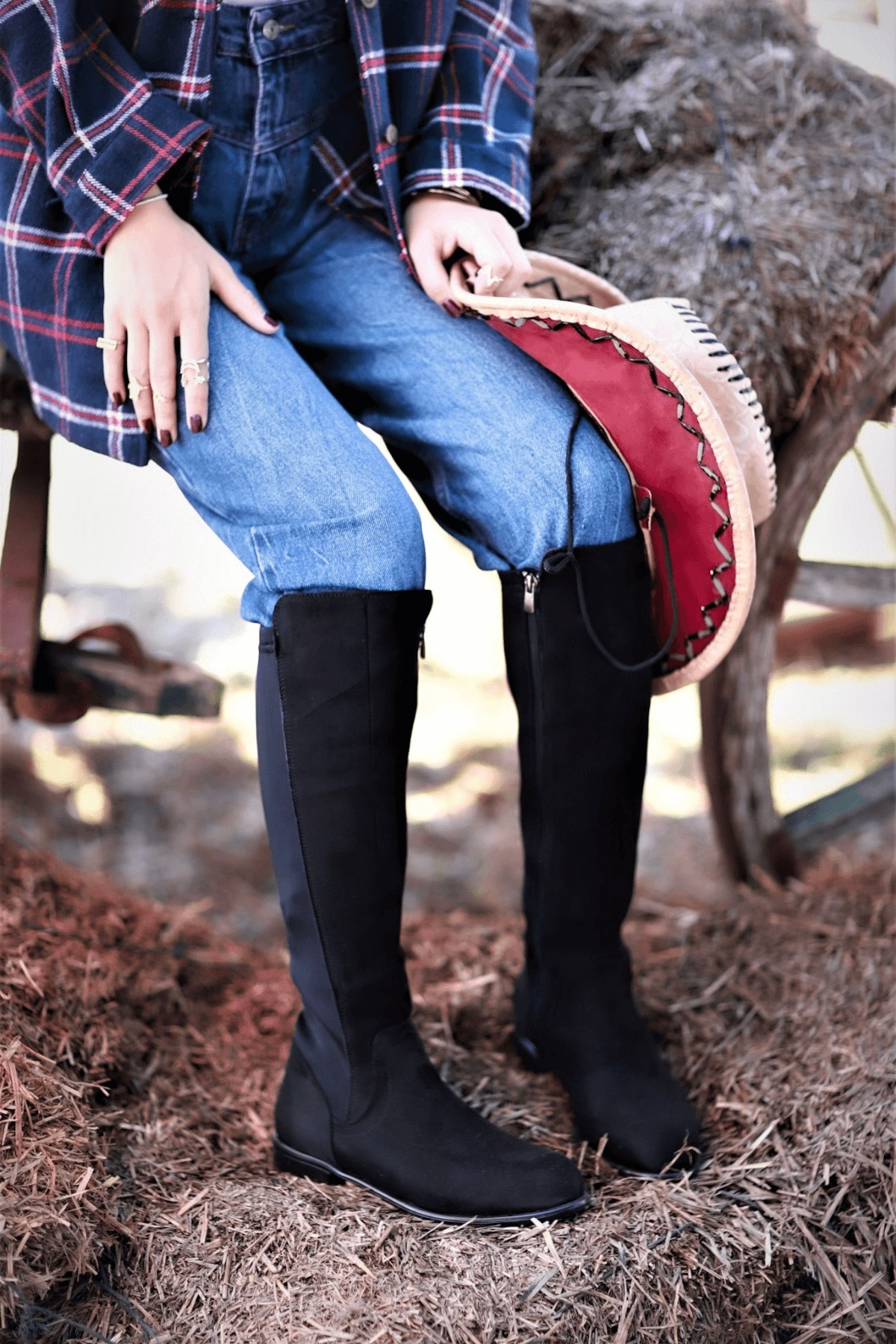 Ince Taban Sihirli Çizme Siy.suet
