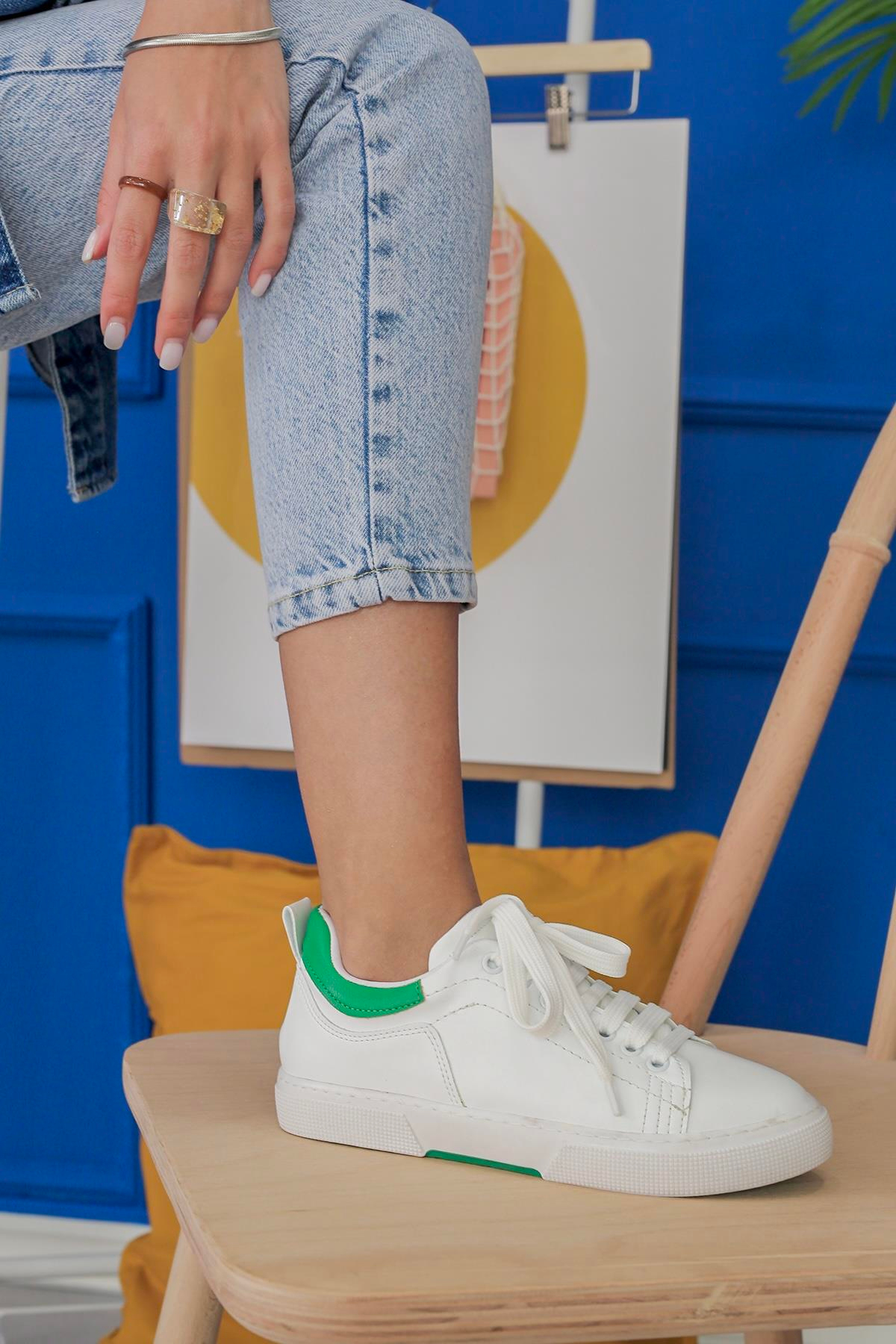 JAVED MODEL 3 CM TABANLI YENİ SEZON SNEKARS SPOR AYAKAKBI BEY.YESIL