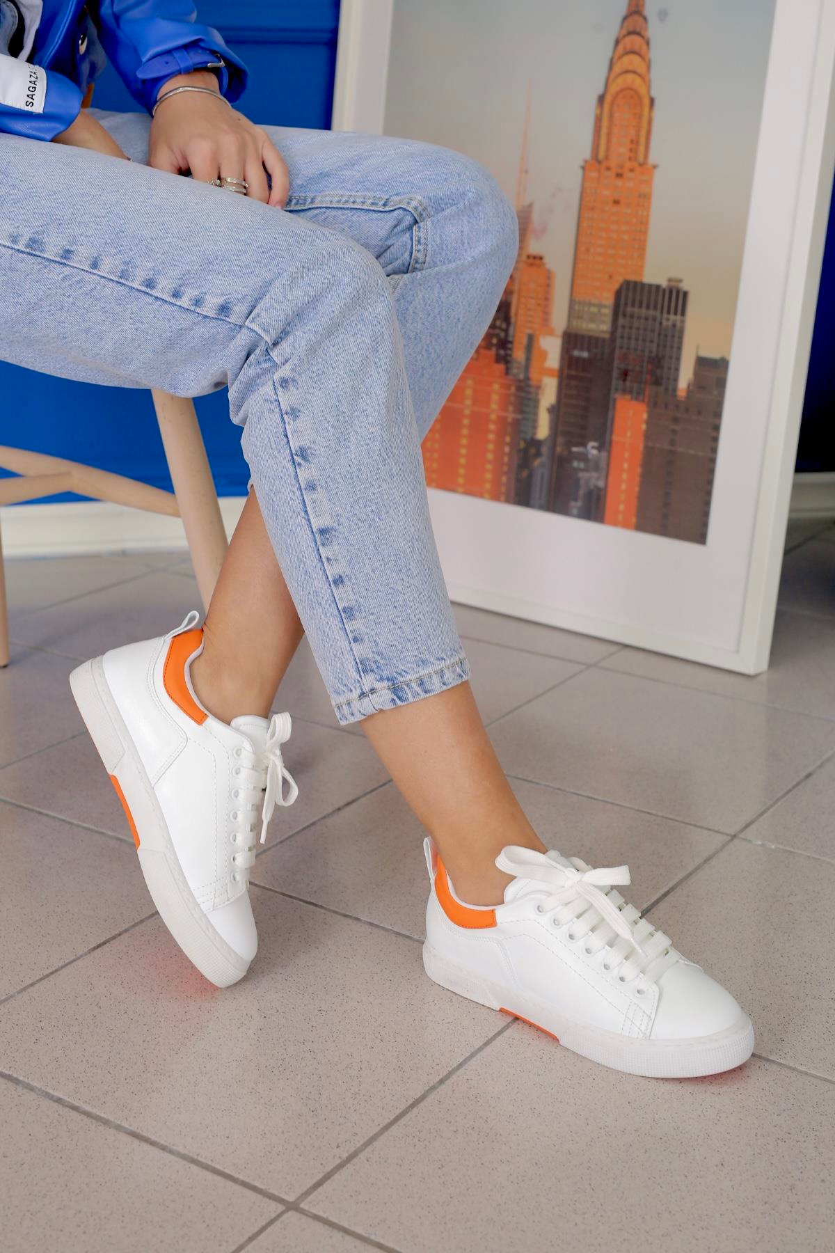 JAVED MODEL 3 CM TABANLI YENİ SEZON SNEKARS SPOR AYAKAKBI BEY.ORANJ