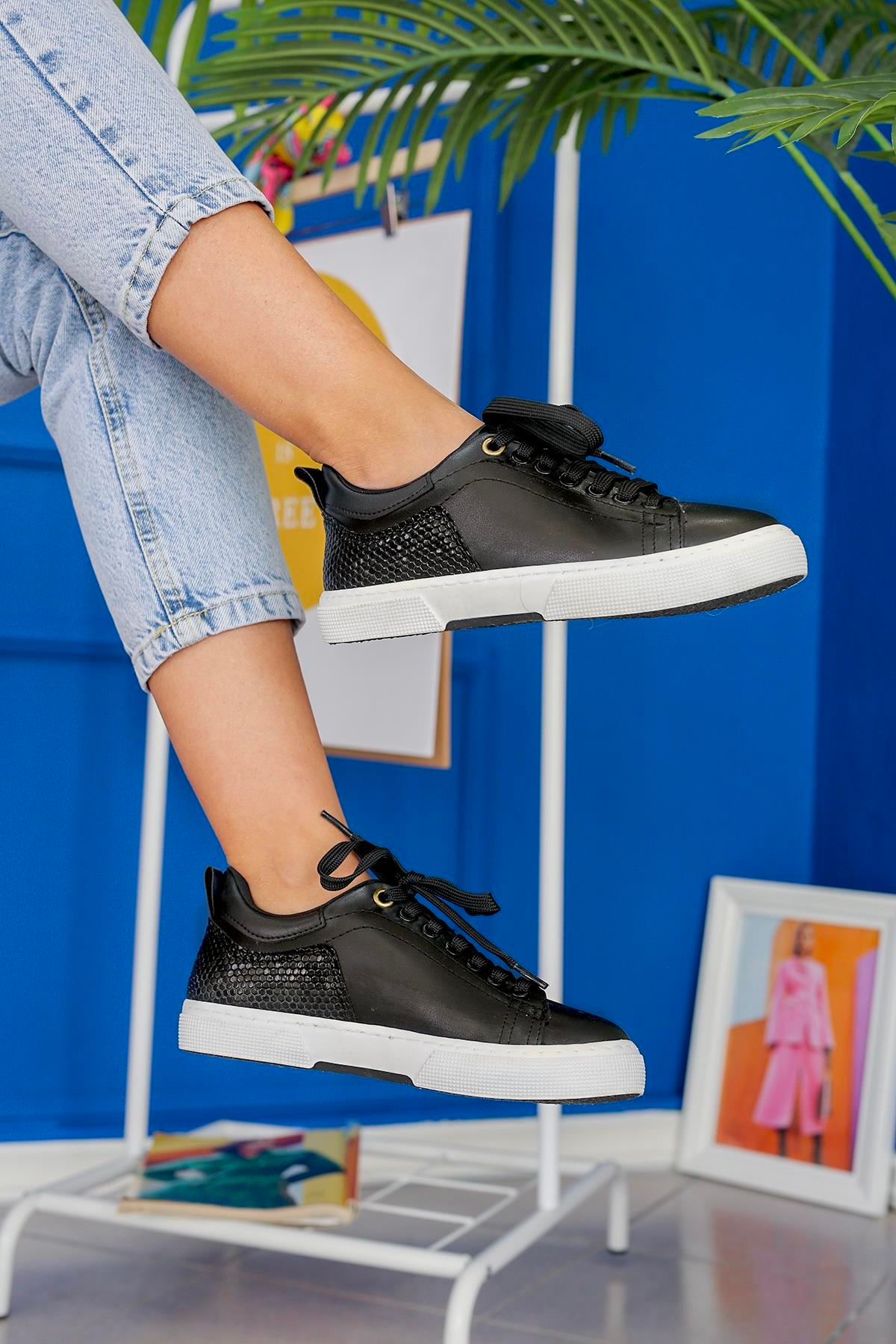 JAVED MODEL 3 CM TABANLI YENİ SEZON SNEKARS SPOR AYAKAKBI SIYAH
