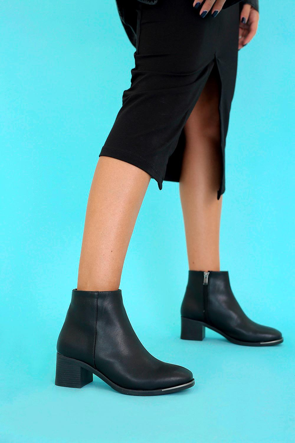 Jayla Zara Model 4 Cm Topuklu Bot Siyah