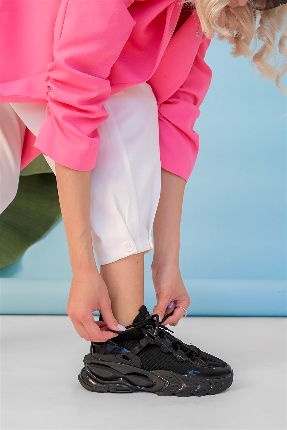 KEOPS MODEL 5 CM TRİKO ŞEFFAF TABAN YENİ SEZON SNEAKERS SPOR AYAKKABI SIYAH