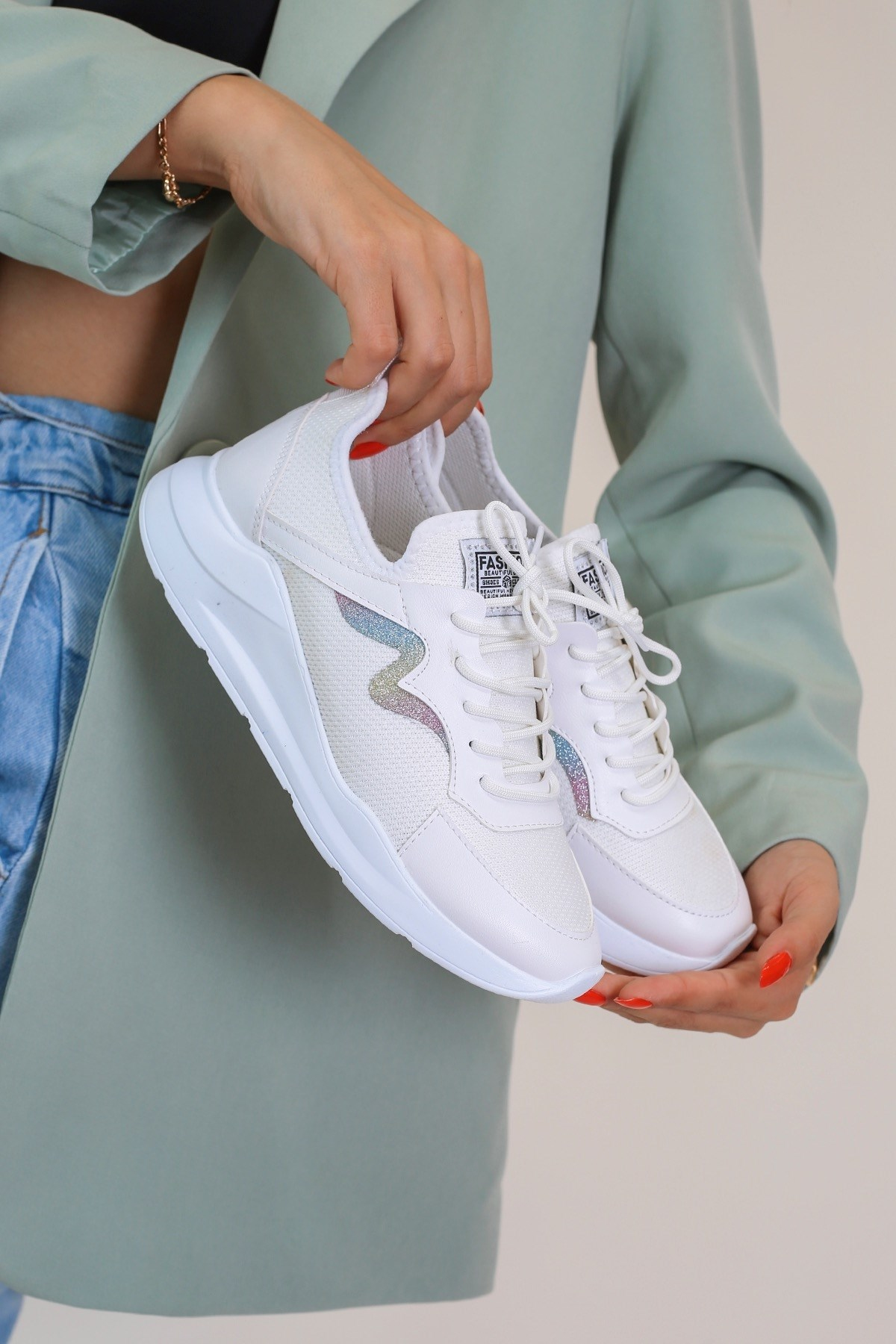 Lina Model Yeni Sezon Sneakers Spor Ayakkabi Beyaz