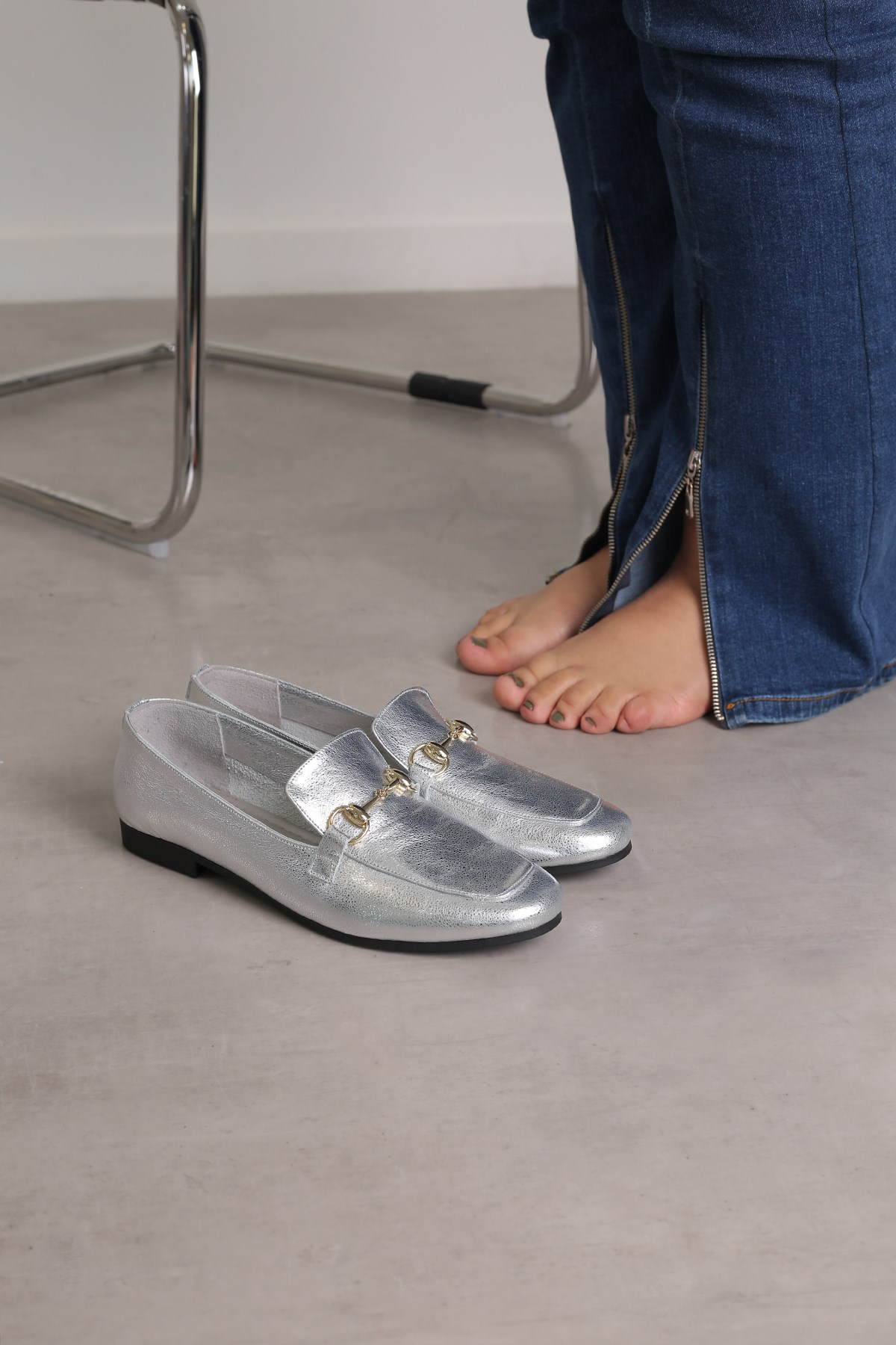 LİZZY MODEL ORJİNAL DERİ TOKA DEAYLI LOAFER BABET GUMUS