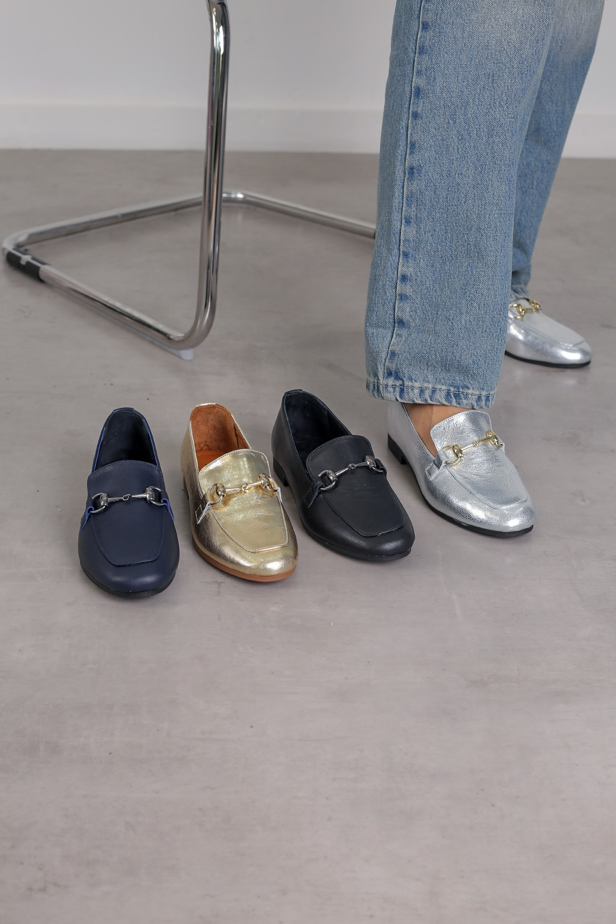 LİZZY MODEL ORJİNAL DERİ TOKA DEAYLI LOAFER BABET GUMUS