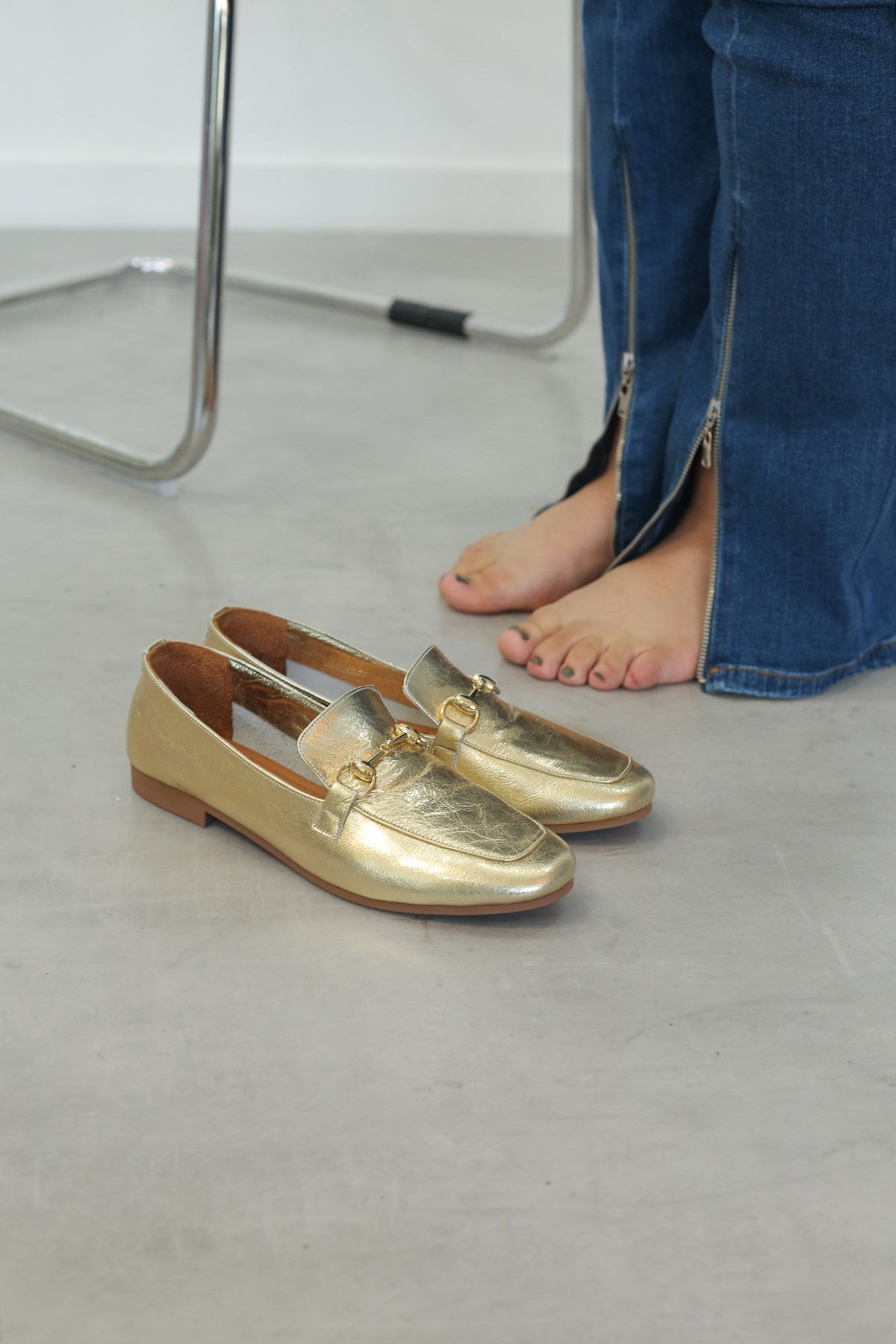 LİZZY MODEL ORJİNAL DERİ TOKA DEAYLI LOAFER BABET ALTIN