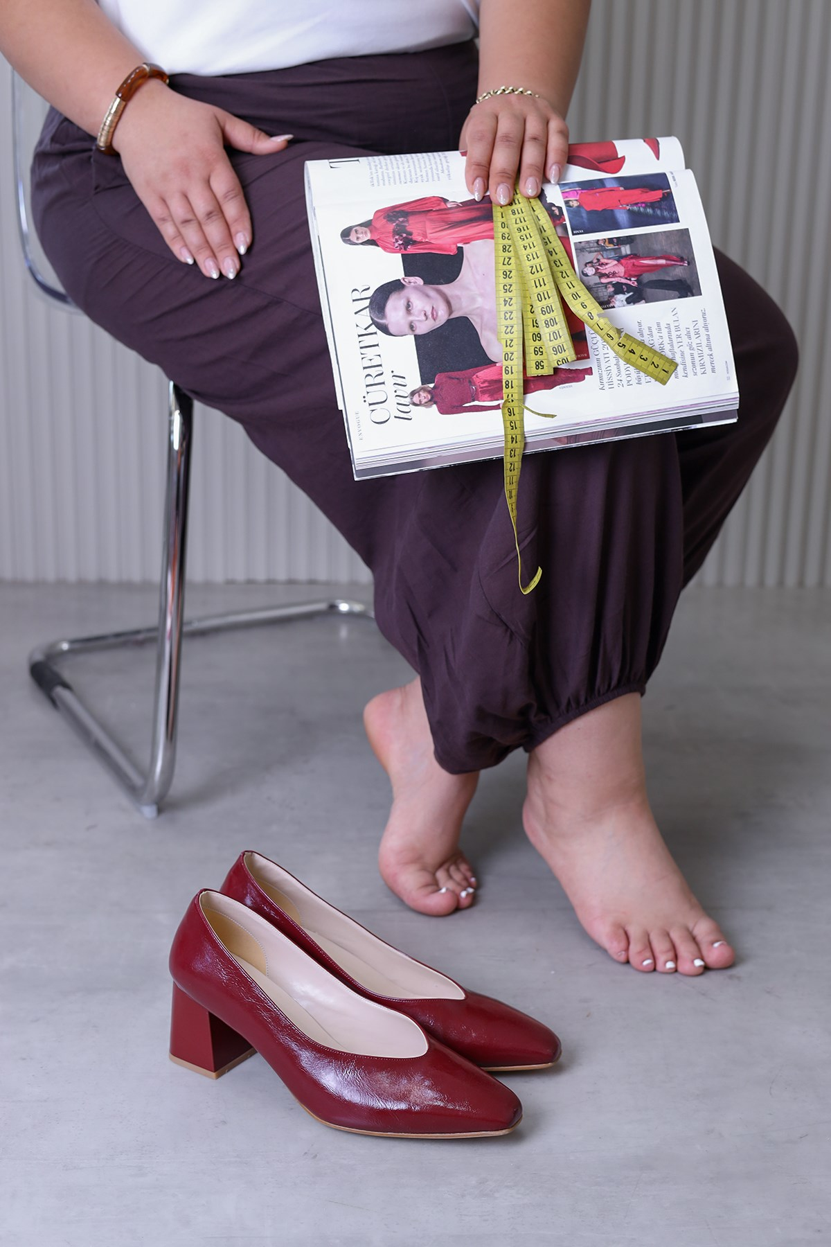lola model 5 cm sihirli topuk yeni sezon topuklu ayakkabı BORDO