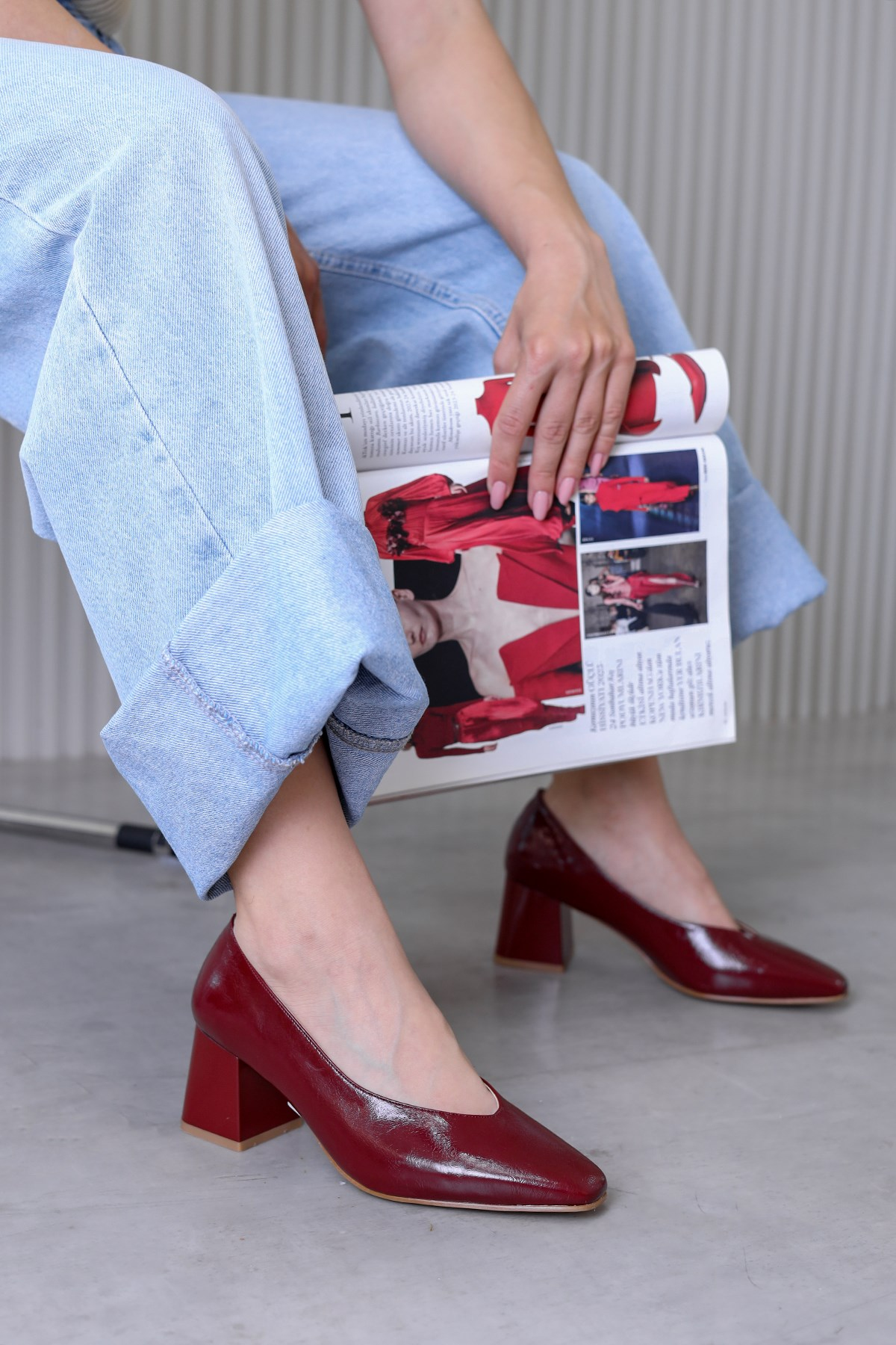 lola model 5 cm sihirli topuk yeni sezon topuklu ayakkabı BORDO