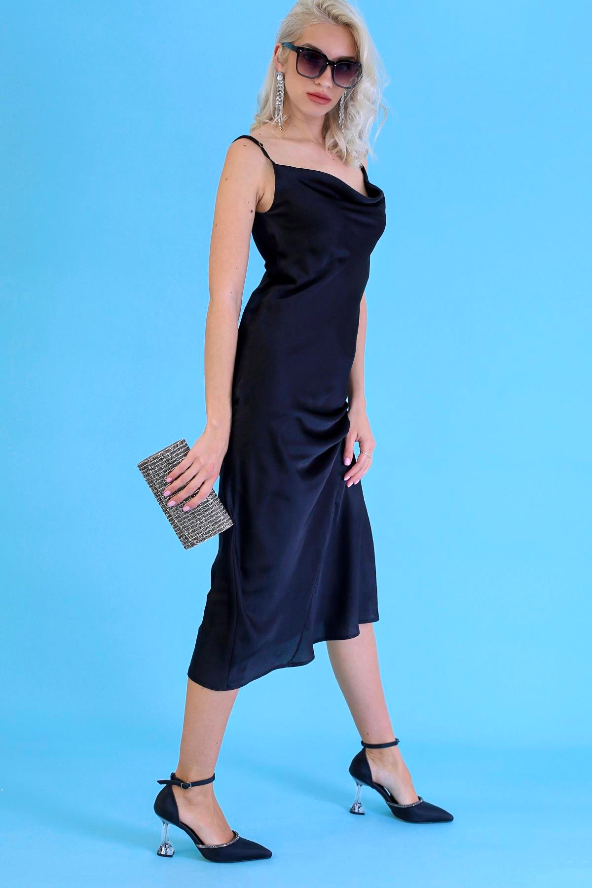 LOVER MODEL 8 CM TAŞ DETAYLI YENİ SEZON TOPUKLU AYAKKABI SIYAH