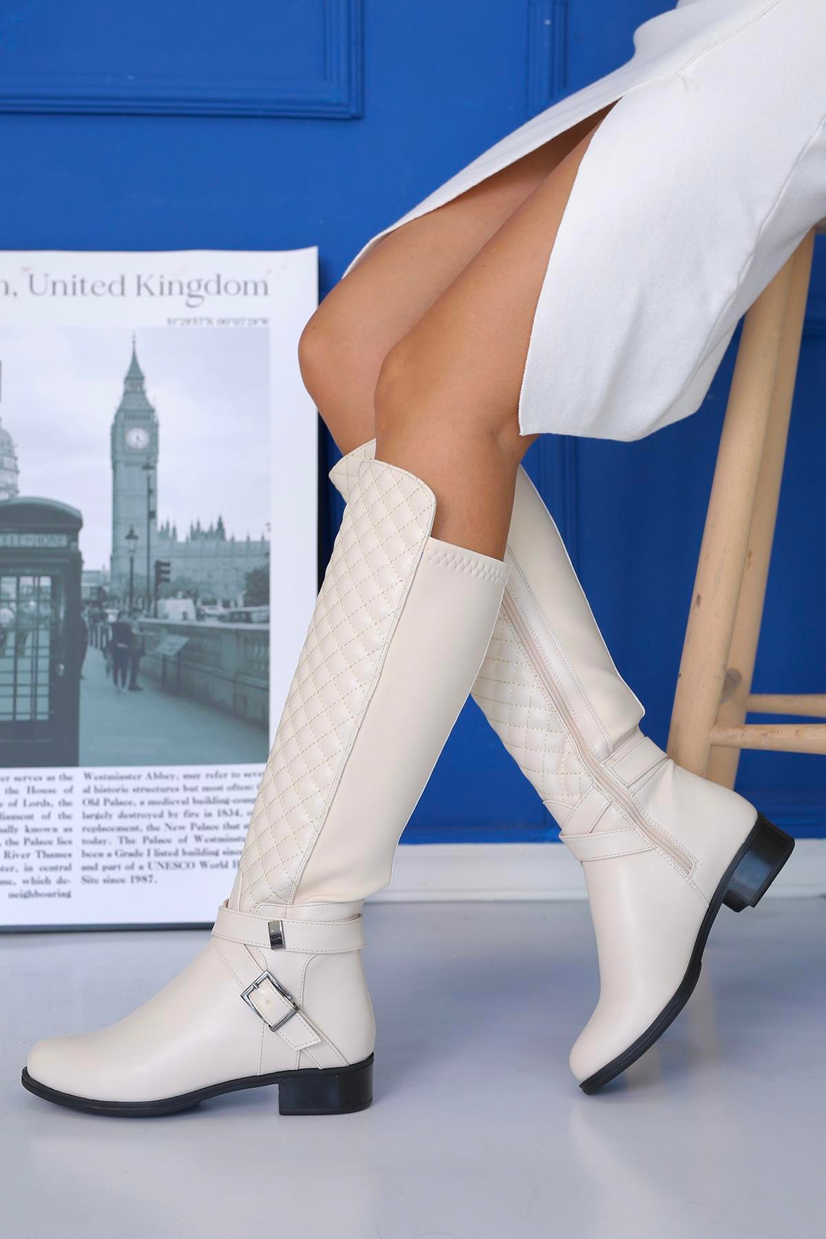 LOVİ MODEL 2 CM TABANLI PREMİUM KALİTE SİHİRLİ ÇİZME TEN