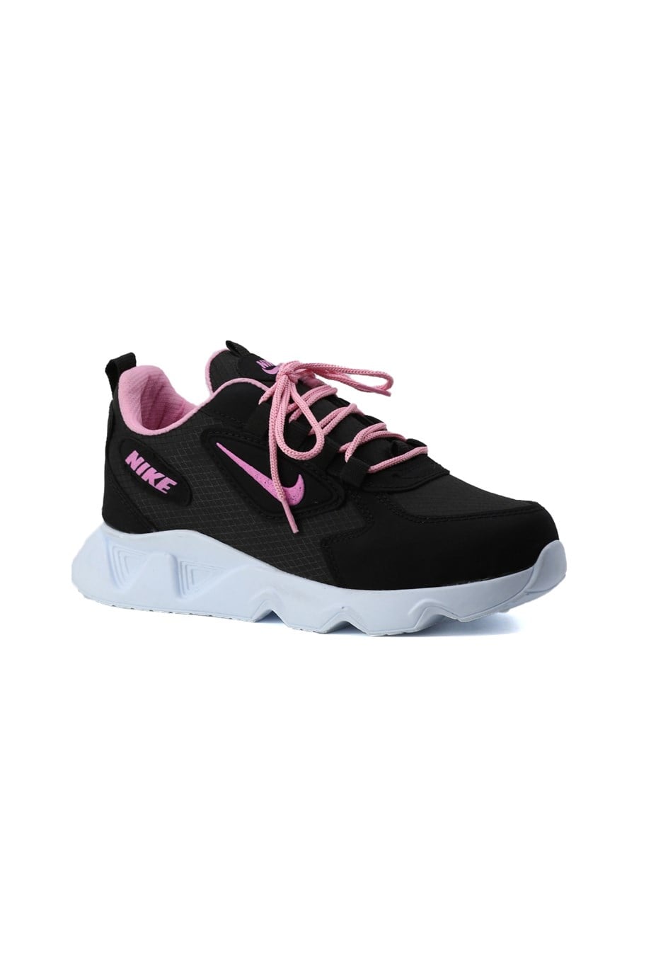 LUFFY MODEL 3 CM TOPUKLU YENİ SEZON SNEAKERS SPOR AYAKKABI SIY.PEMBE