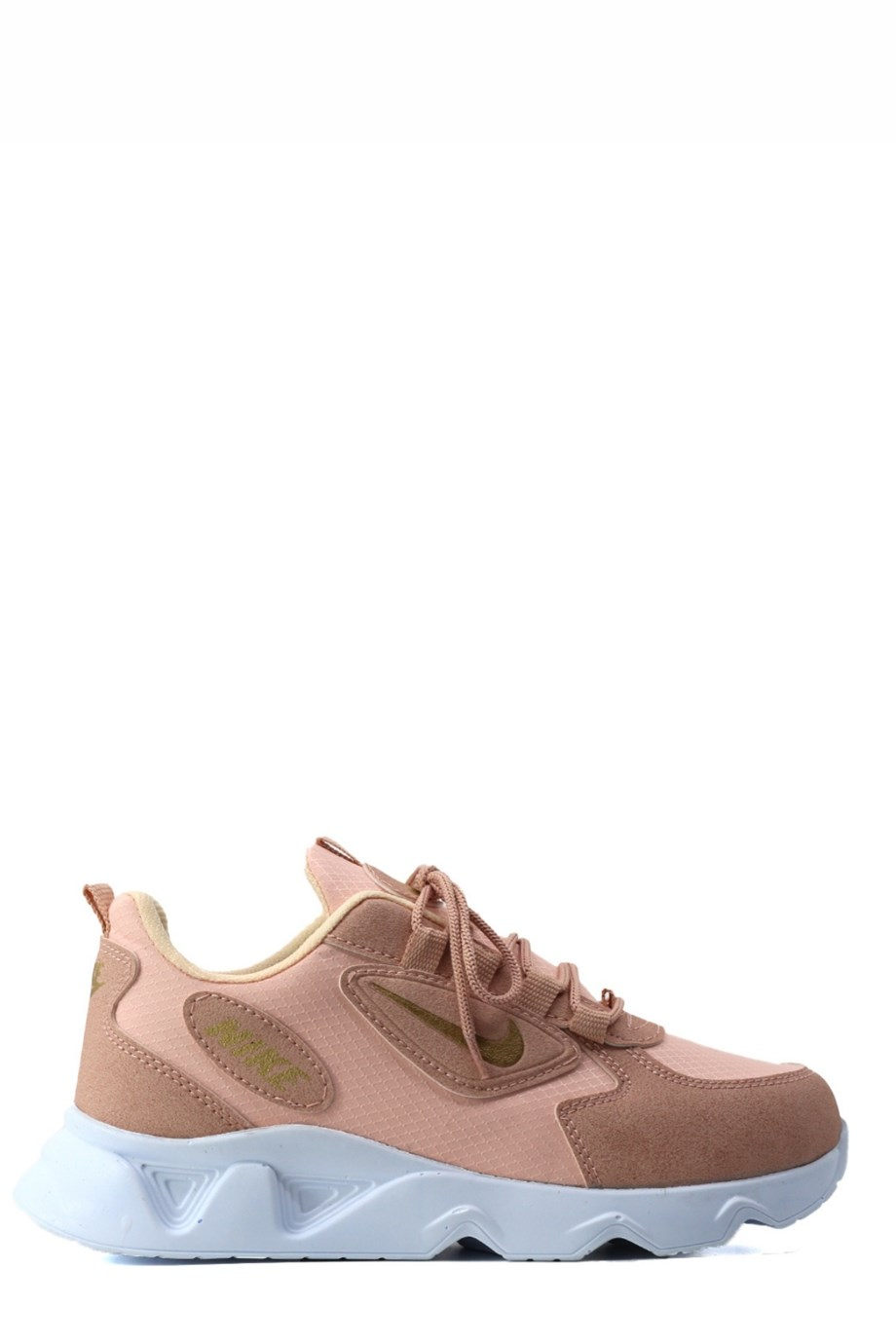 LUFFY MODEL 3 CM TOPUKLU YENİ SEZON SNEAKERS SPOR AYAKKABI PUDRA ALT.