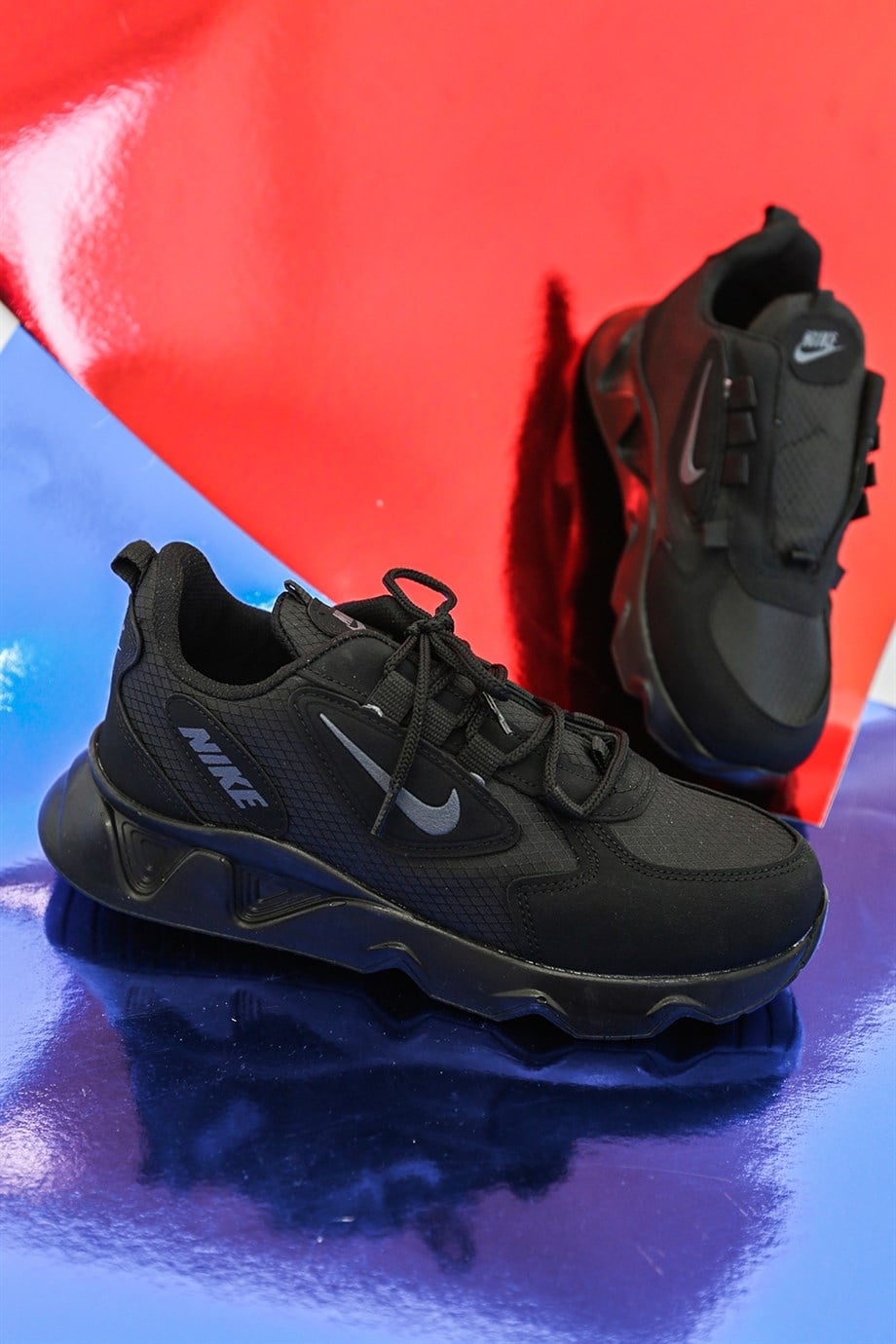 LUFFY MODEL 3 CM TOPUKLU YENİ SEZON SNEAKERS SPOR AYAKKABI KÖMÜR
