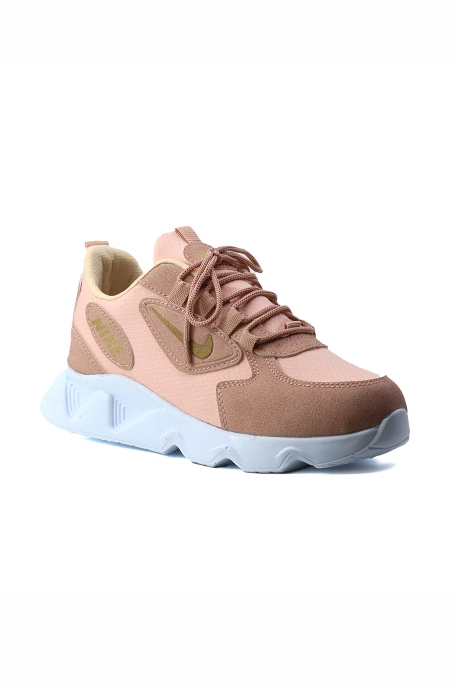 LUFFY MODEL 3 CM TOPUKLU YENİ SEZON SNEAKERS SPOR AYAKKABI PUDRA ALT.