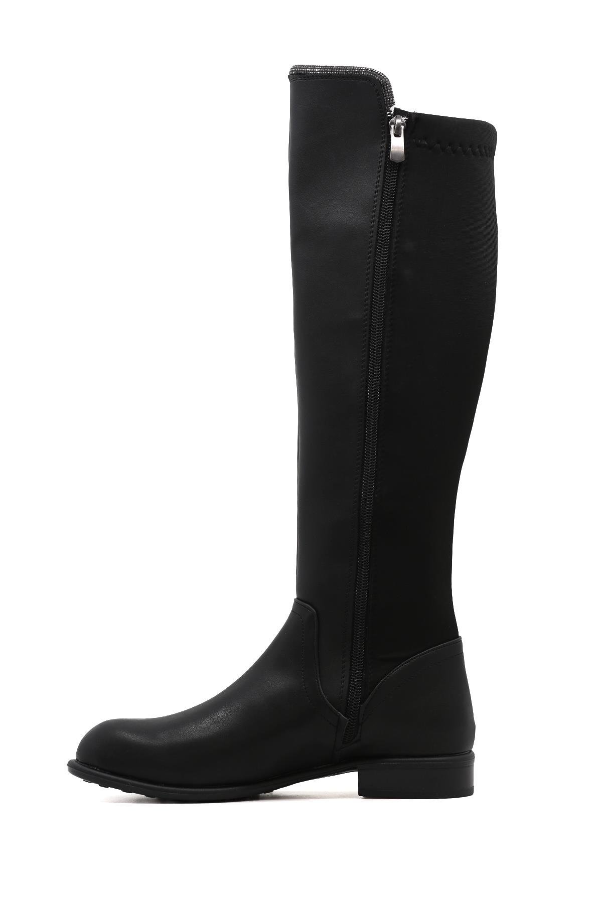 Lulu Si̇hi̇rli̇ Çi̇zme 2 Cm Topuklu Taş Detayli Çi̇zme Siyah