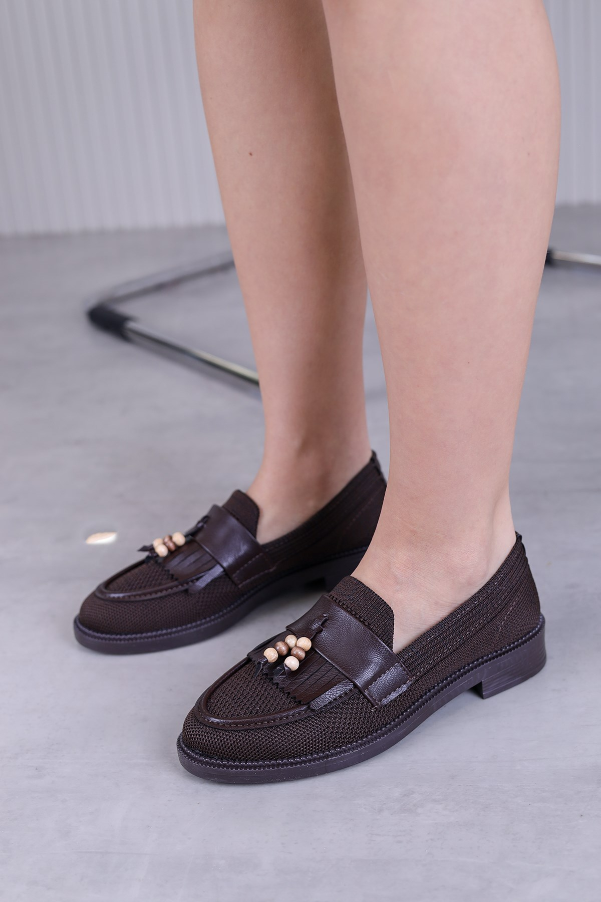 lumi model 3 cm tabanlı yeni sezon babet loafer KAHVE