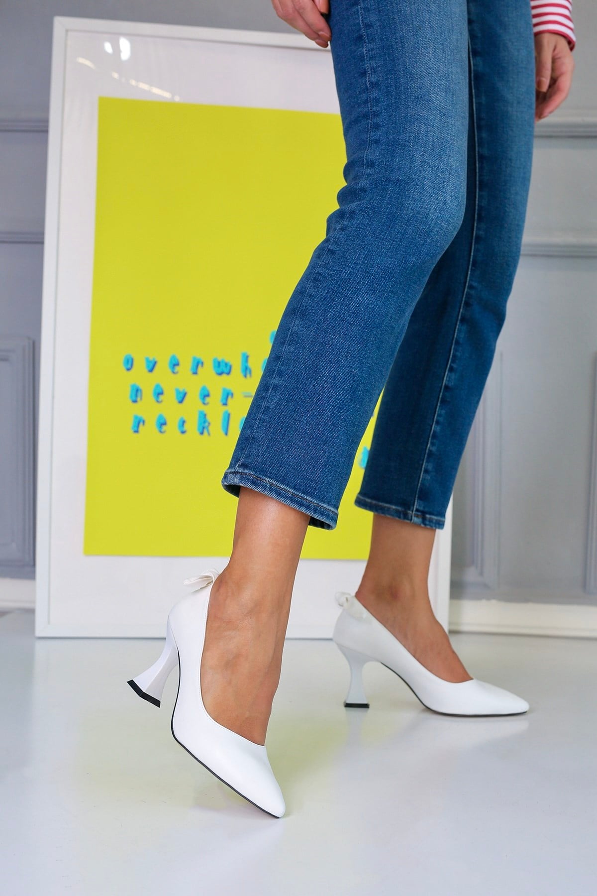 LUSİ MODEL 5 CM TOPUKLU AYAKKABI BEYAZ