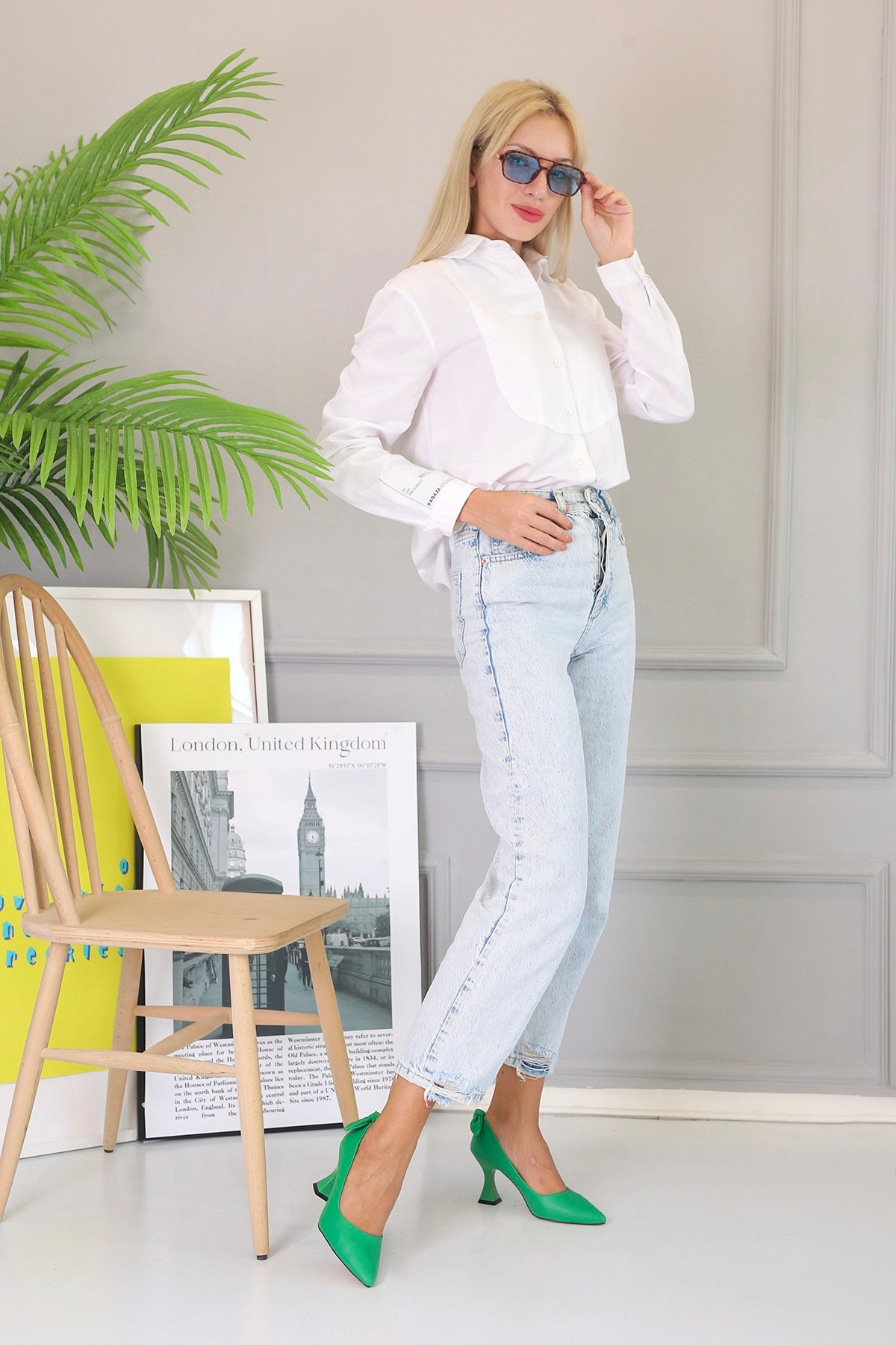 LUSİ MODEL 5 CM TOPUKLU AYAKKABI YESIL