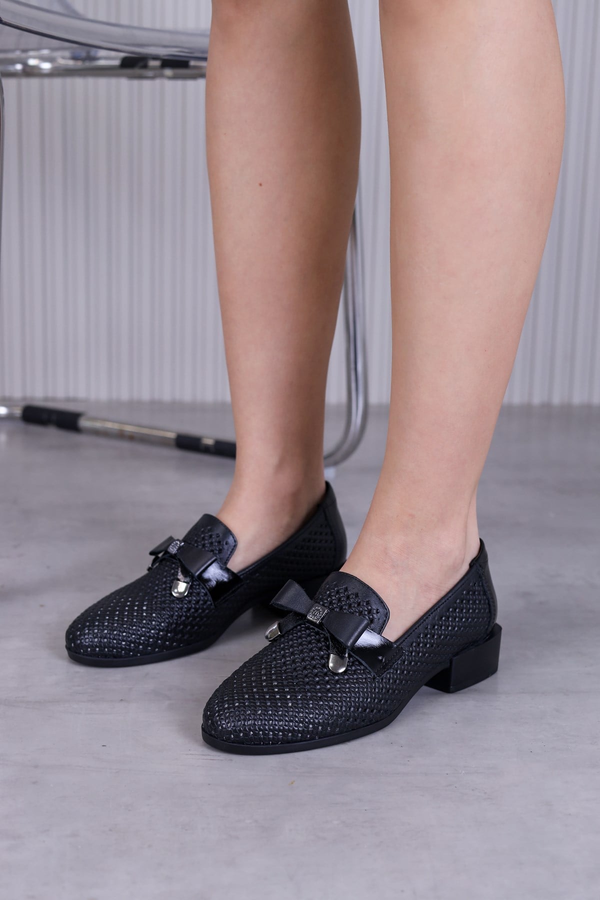 m3310 model mammamia marka 3 cm topuklu yeni sezon orjinal deri babet loafer SIYAH
