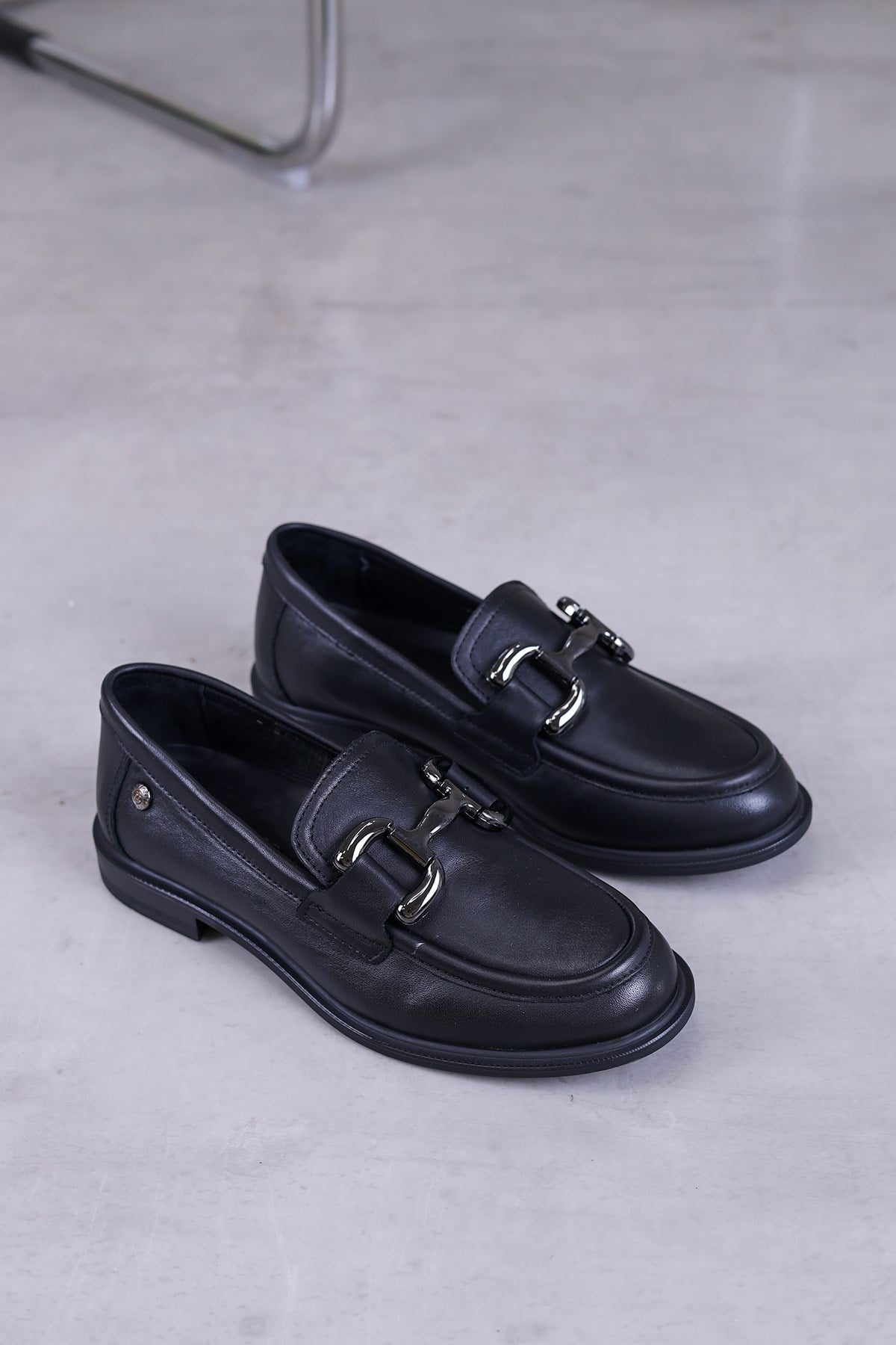m3340 model mammamia marka 2 cm taban yeni sezon orjinal deri babet loafer SIYAH