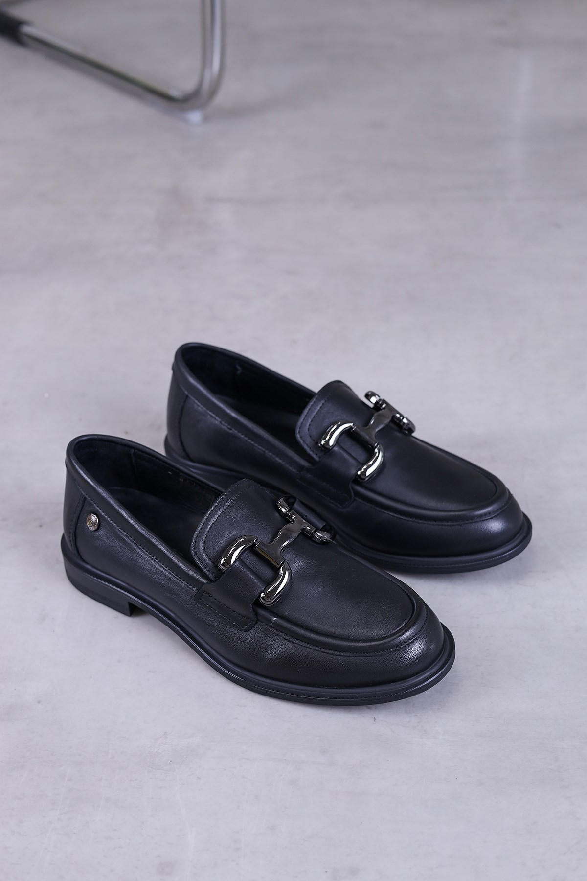 m3340 model mammamia marka 2 cm taban yeni sezon orjinal deri babet loafer SIYAH