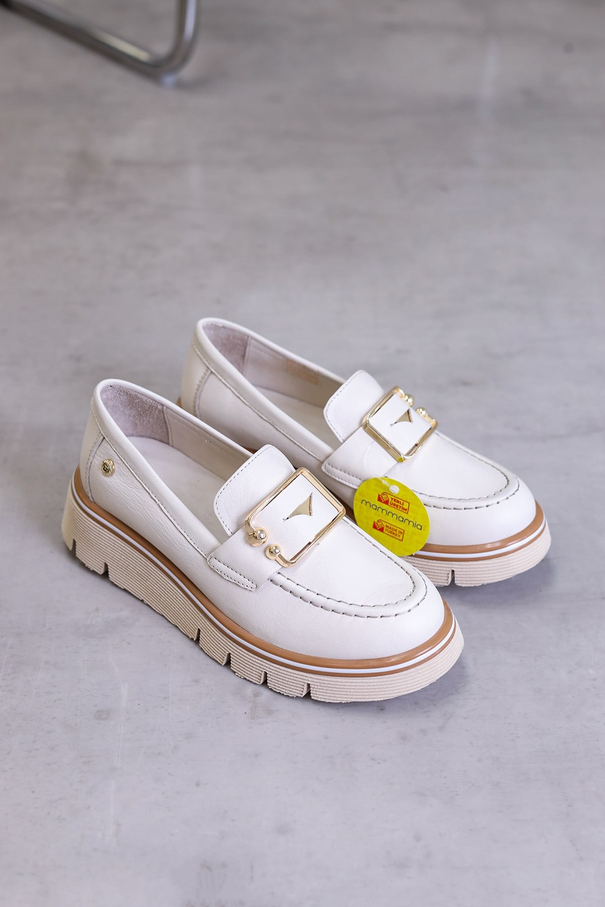 m3740  model mammamia marka 3 cm tabanlı yeni sezon orjinal deri babet loafer TEN