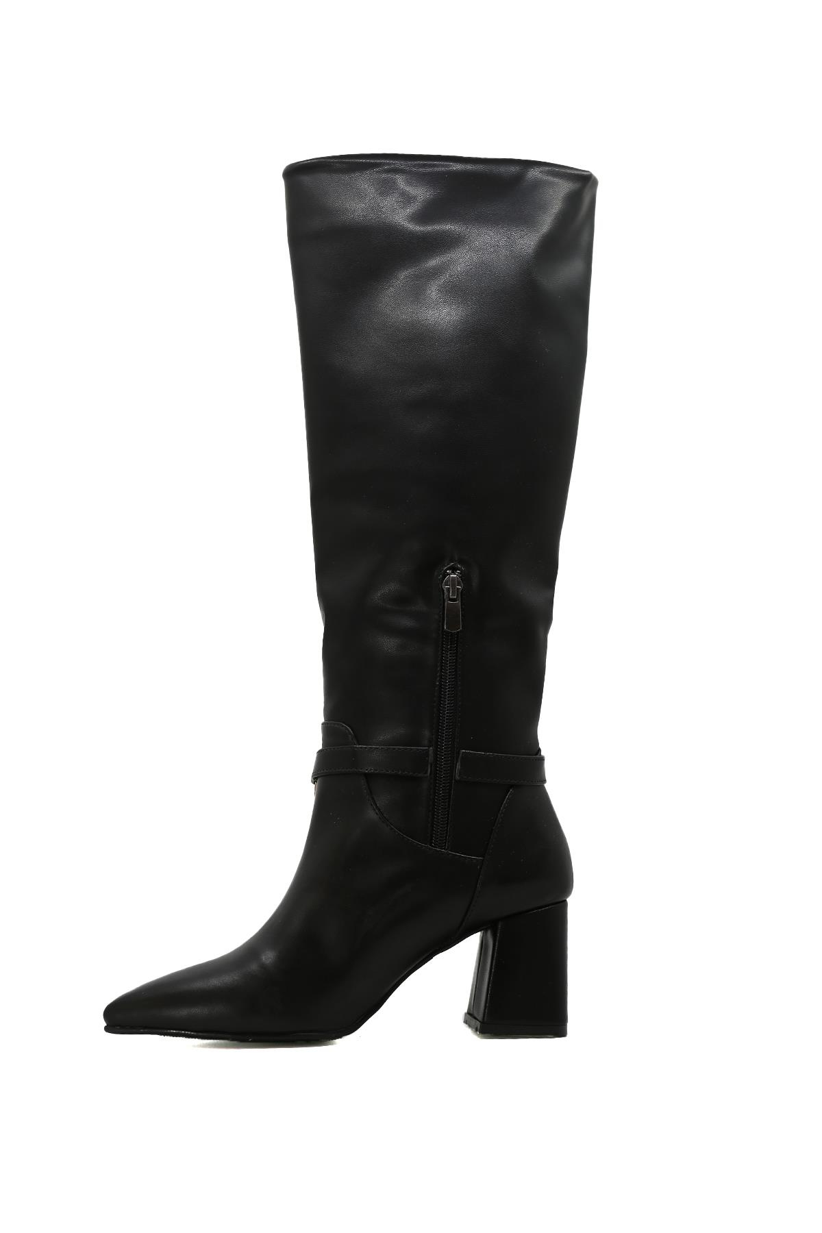 Maver Zara Model 6 Cm Topuklu Zi̇nci̇r Detayli Çi̇zme Siyah