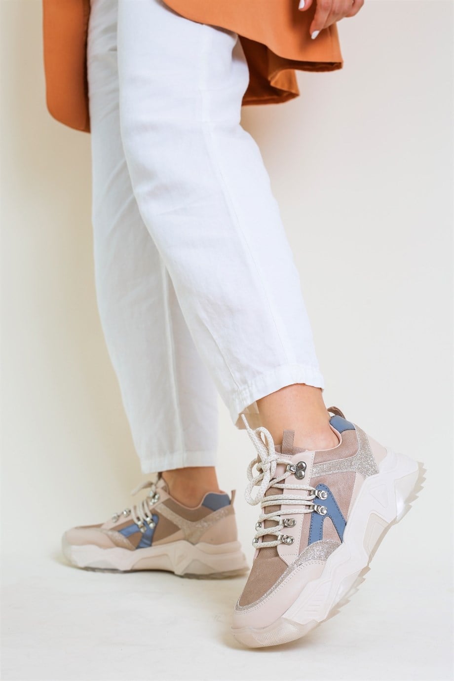 Milan Model Sim Detayli Sneakers Yeni Sezon Spor Ayakkabi Ten
