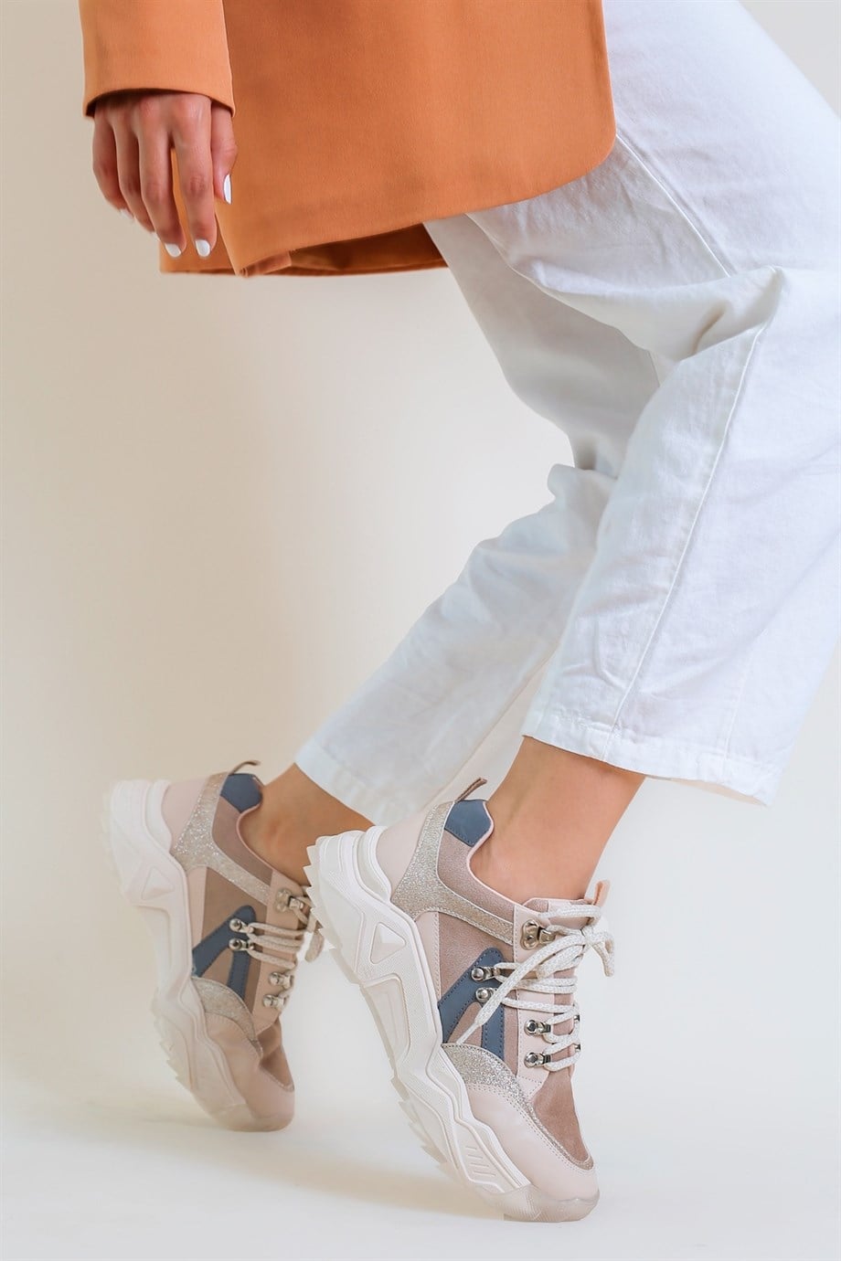Milan Model Sim Detayli Sneakers Yeni Sezon Spor Ayakkabi Ten
