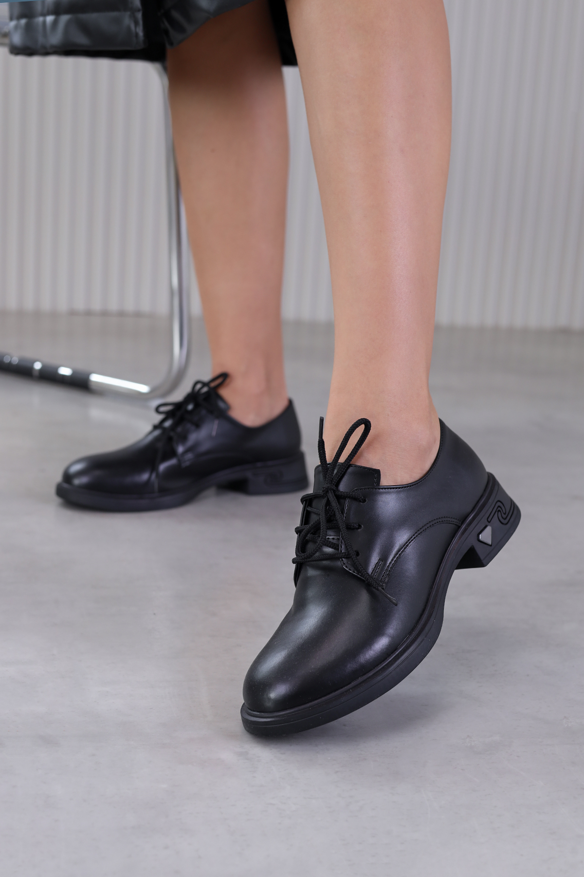 mızra model 2 cm topuklu yeni sezon makosen ayakkabı SIYAH