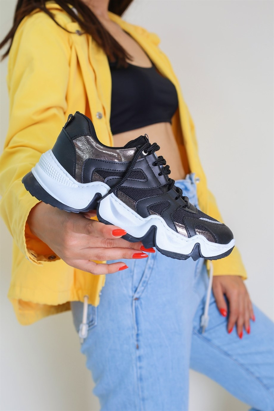 Mono Model Sneakers Yeni Sezon Spor Ayakkabi Siy.bey