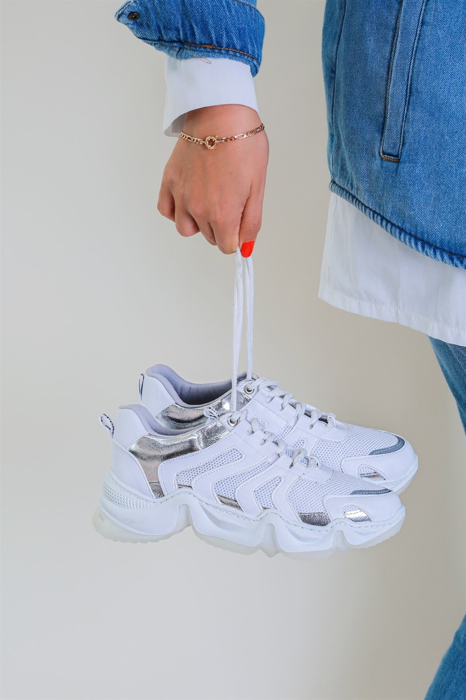 Mono Model Sneakers Yeni Sezon Spor Ayakkabi Beyaz