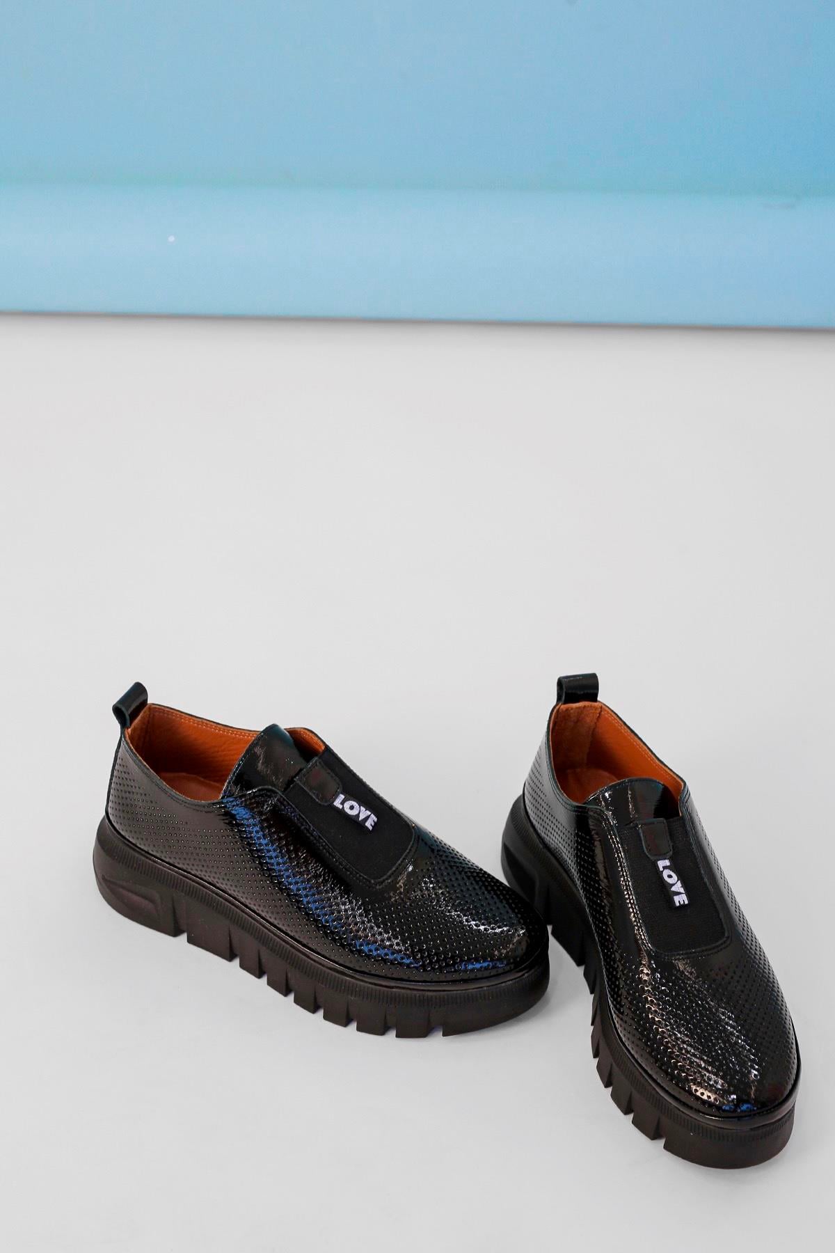 MOROCCO MODEL 5 CM ORİJİNAL DERİ YENİ SEZON SNEAKERS SPOR AYAKKABI SIY.RUGAN