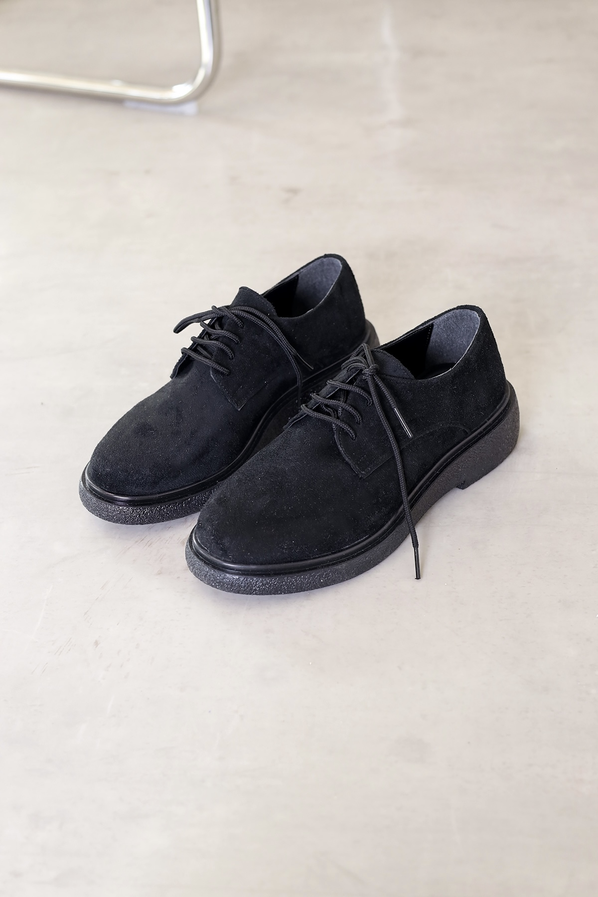 mr1040 model 3 cm topuklu loafer bağcık detaylı  ayakkabı SIY.SUET
