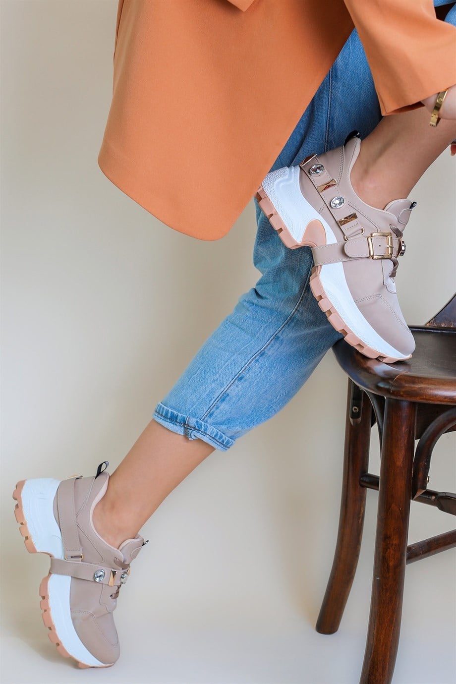 Mugo Model Yeni Sezon Sneakers Taşli Spor Ayakakbi Nut